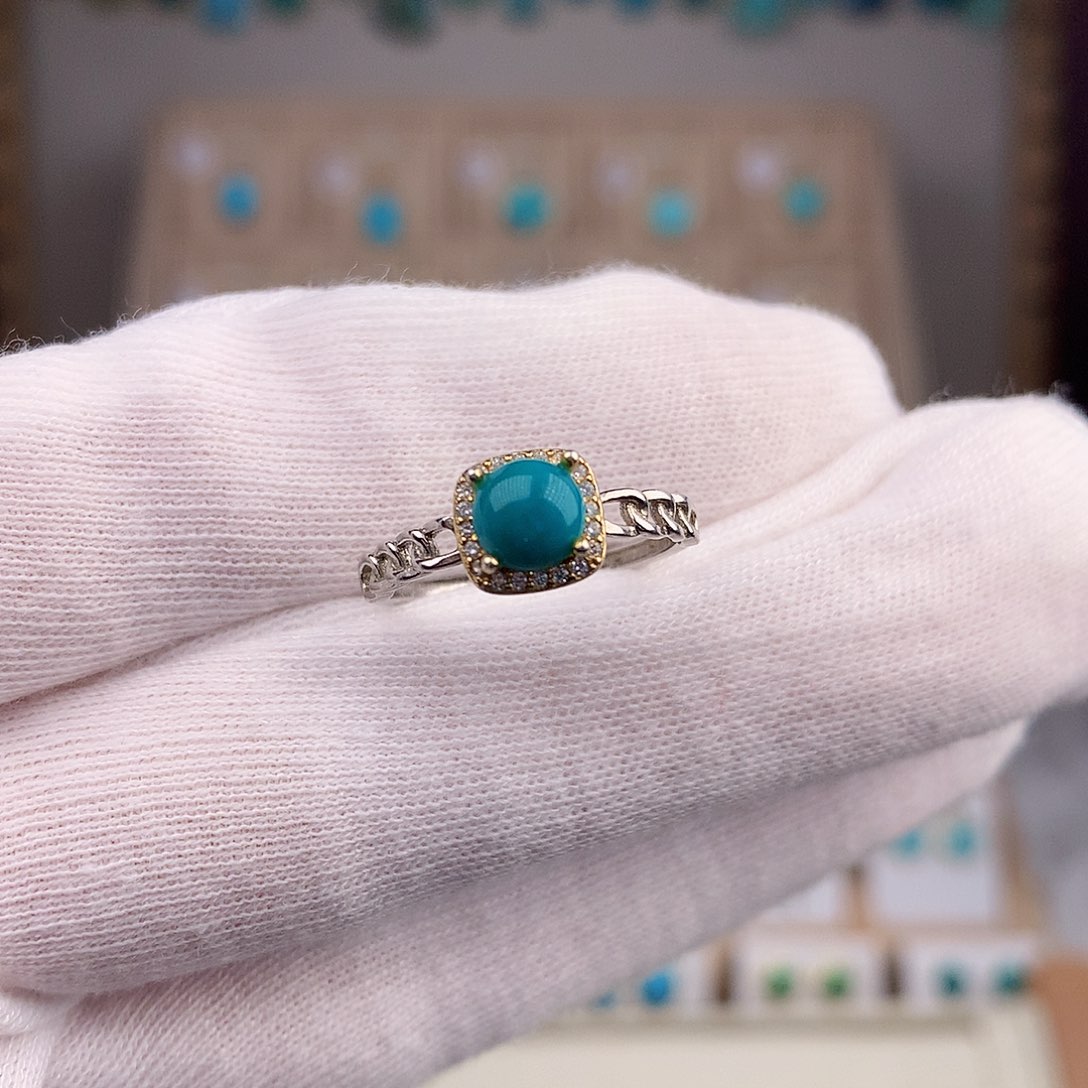 绿松石戒指银S925镶嵌