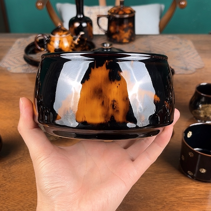 缸玳瑁釉马蹄大水盂