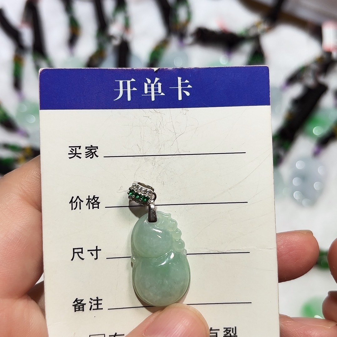 翡翠银S925镶嵌颈饰A货翡翠镶嵌颈饰