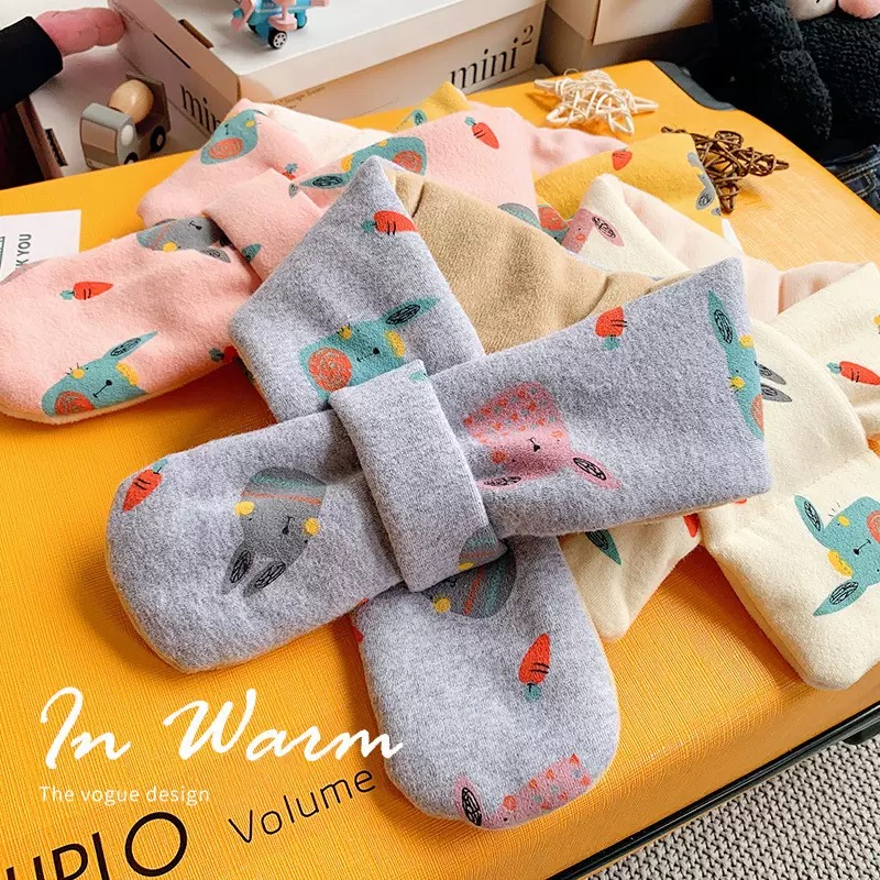 儿童防风保暖卡通风冬季韩版加厚围巾简约通用加厚外出防寒围巾