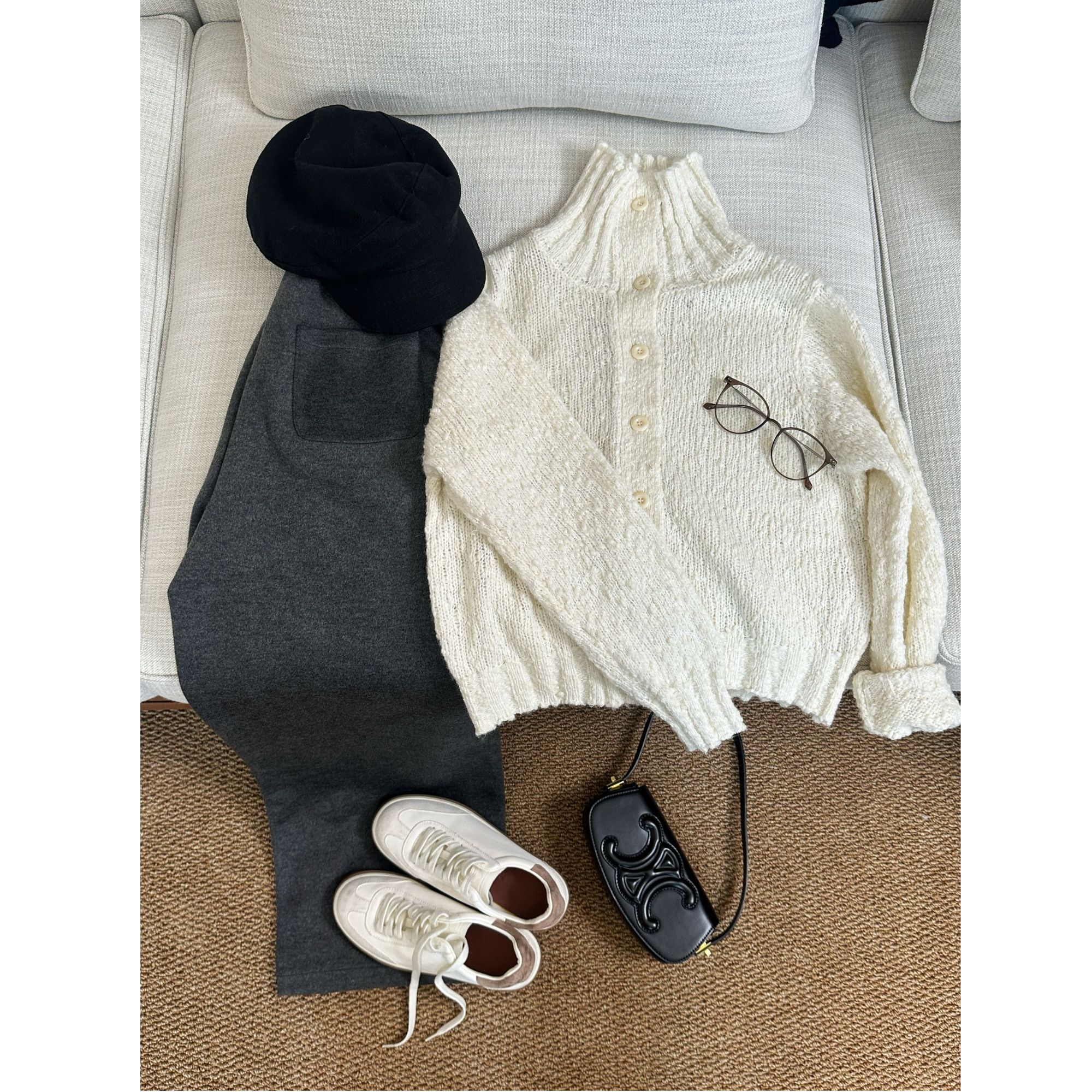 JIAO.AO 100羊毛设计感百搭时尚老钱风休闲毛针织Y8712