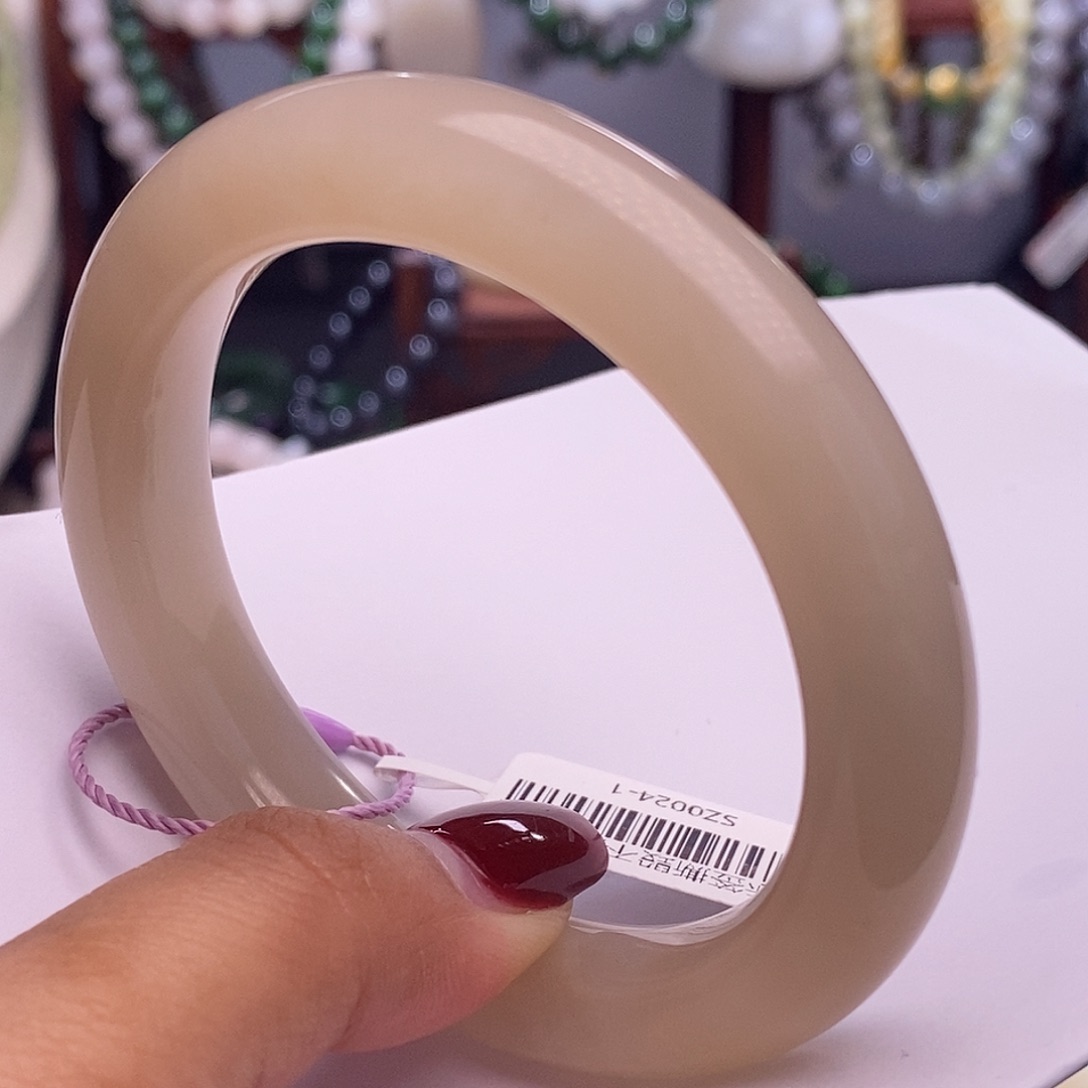 和田玉清货价红粉老矿料手镯55.6 未镶嵌