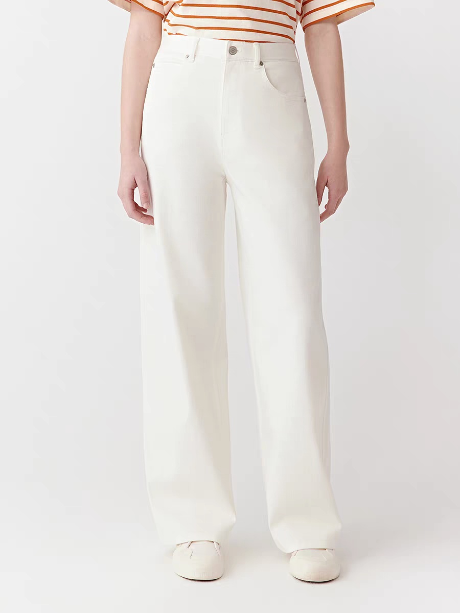 【之H】加绒秋季新款棉弹牛仔布高腰阔腿牛仔裤