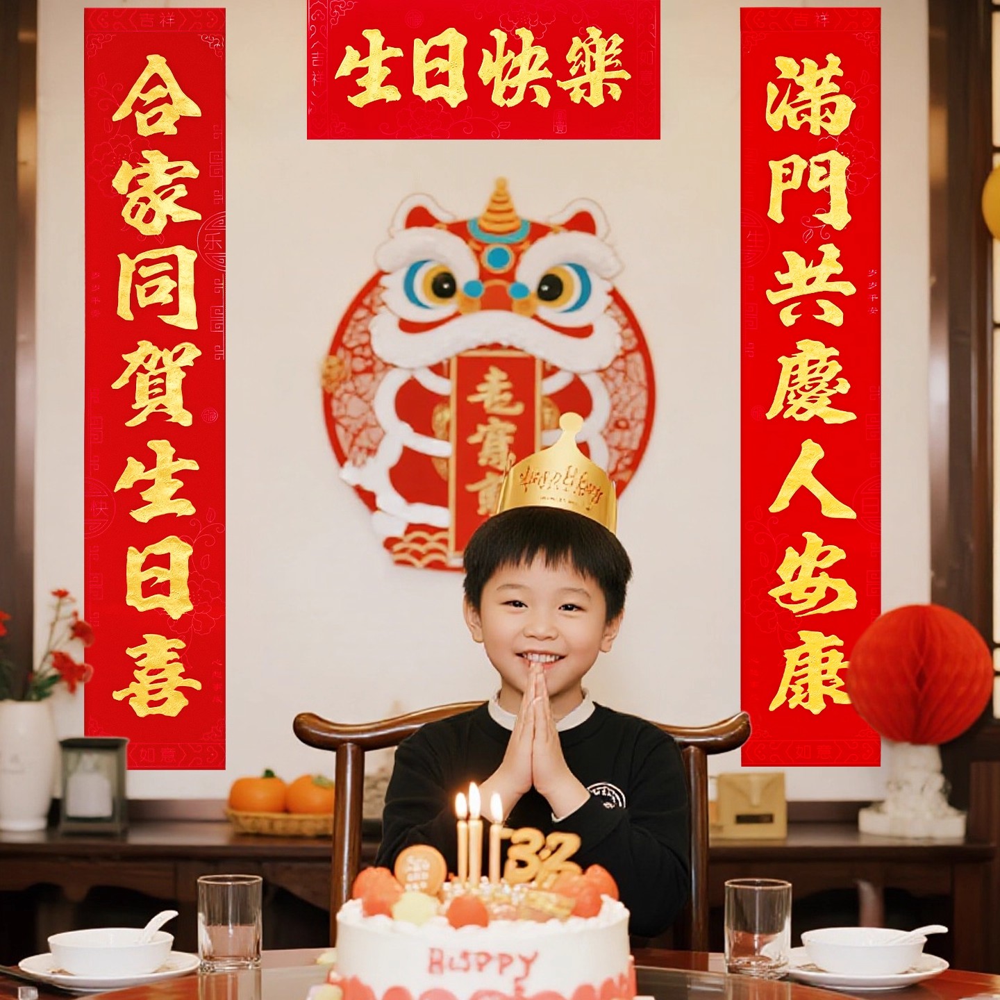 生日对联儿童十二周岁庆生满岁开锁小孩周岁三岁十岁生日快乐对联
