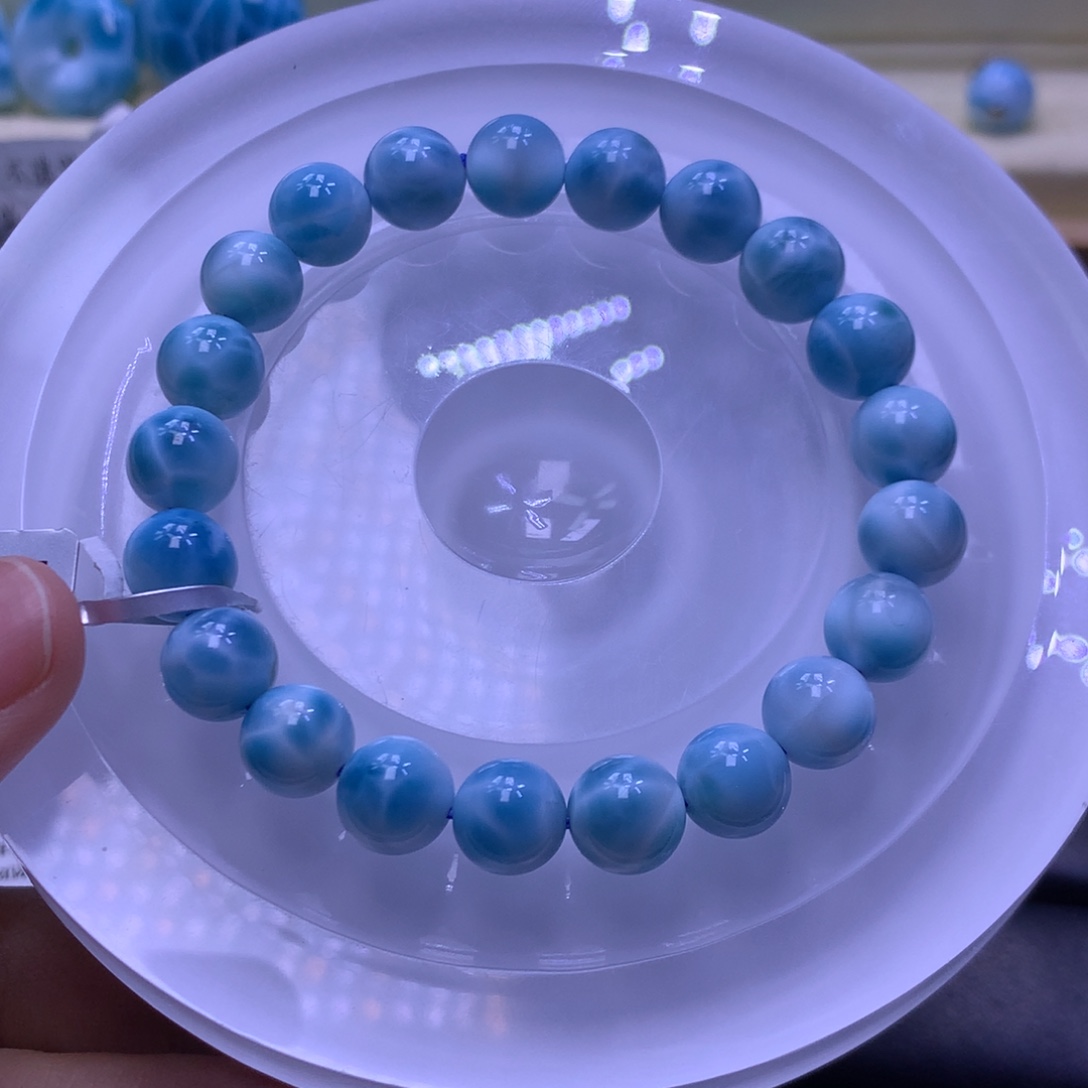 针钠钙石（海纹石）未镶嵌手串9+手串色差略异