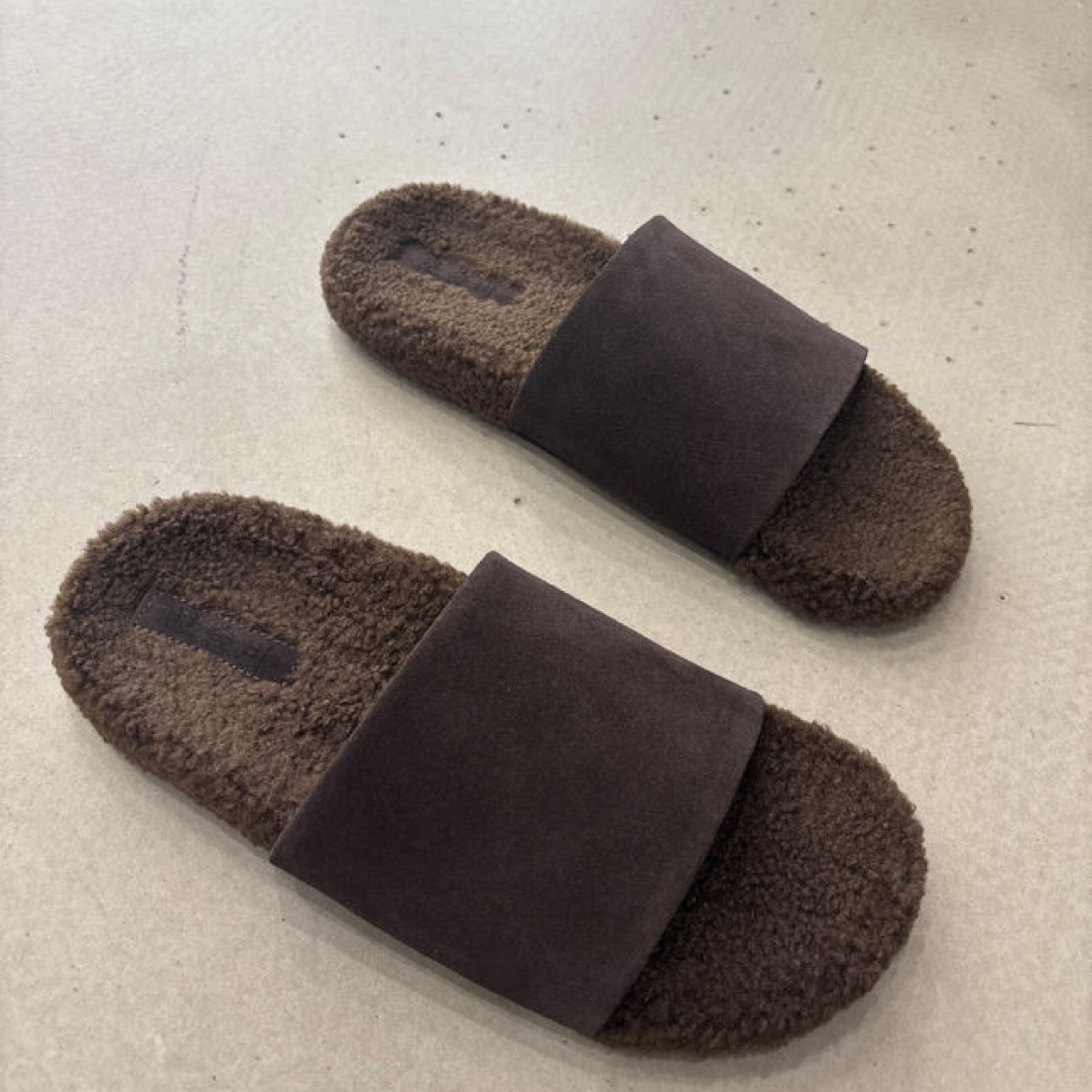 厚底防滑保暖毛毛拖鞋女外穿秋冬法式复古风百搭棉拖鞋828-3