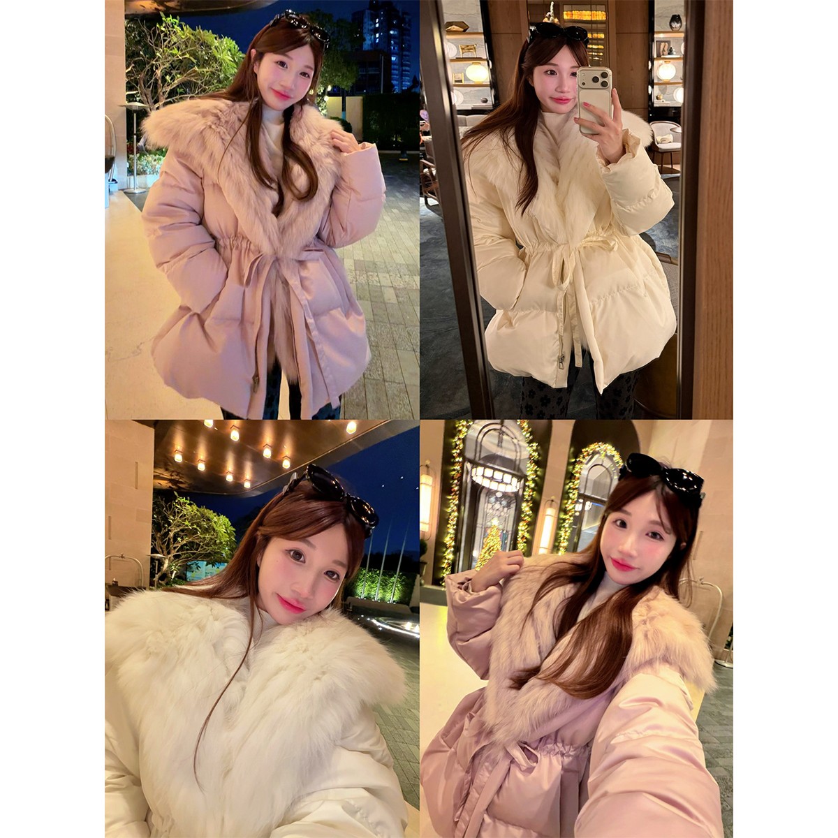 JENNIFER JXLIU冬狐狸毛领皮草白鸭绒羽绒服加厚保暖收腰大衣外套