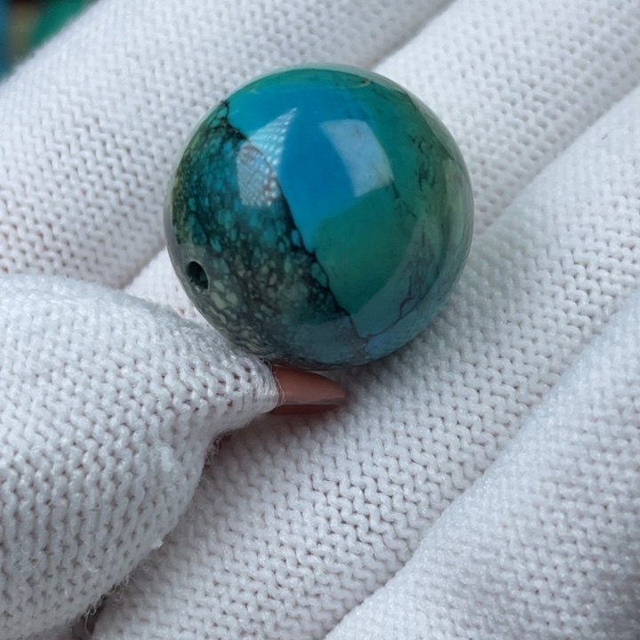 高瓷三彩20mm铁线圆珠