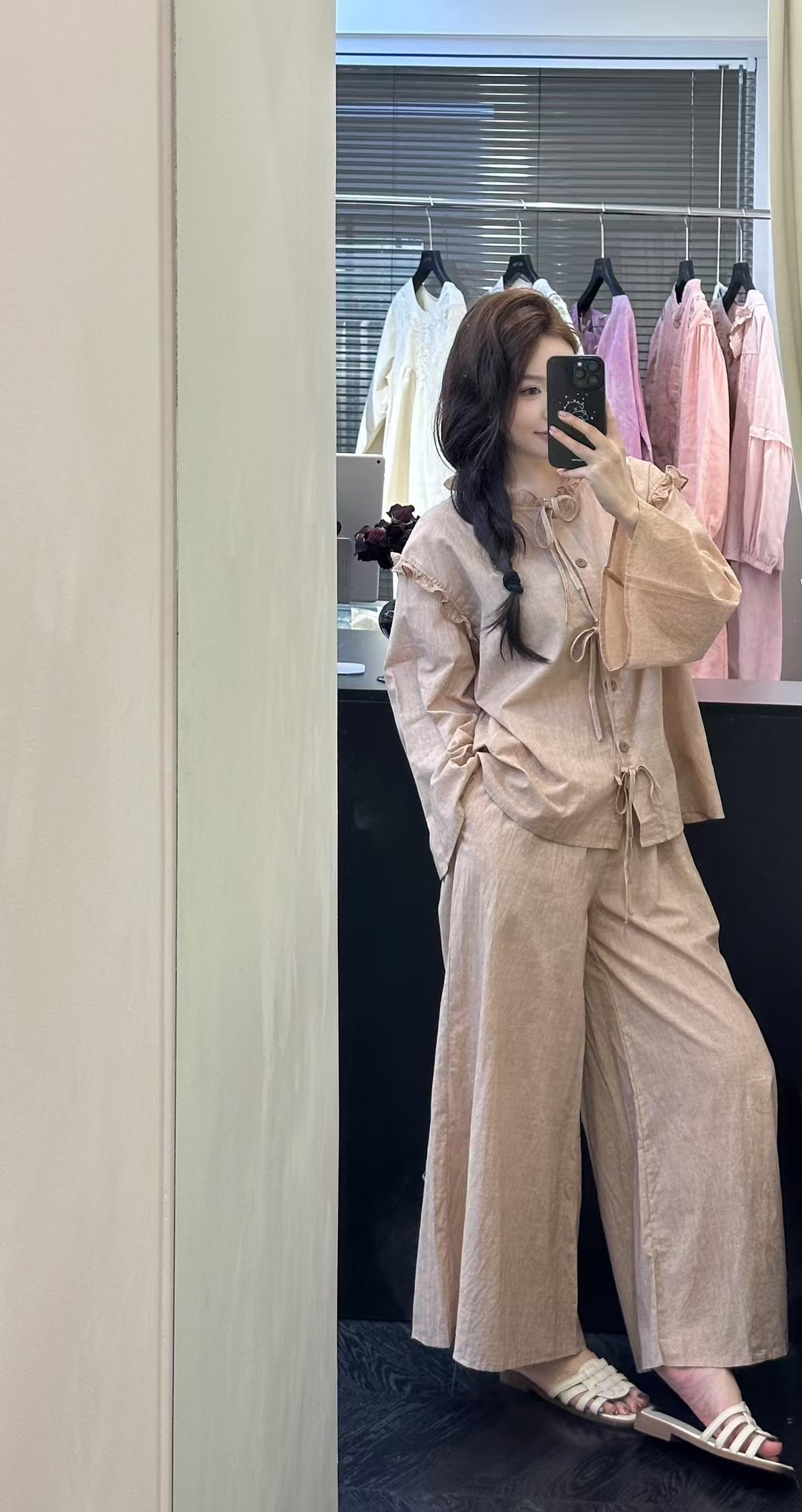 春夏新款小众设计蝴蝶结棉质舒适家居睡衣