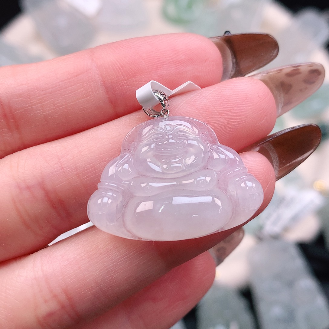 翡翠颈饰18K金镶嵌冰佛26、20.5、29、5.8