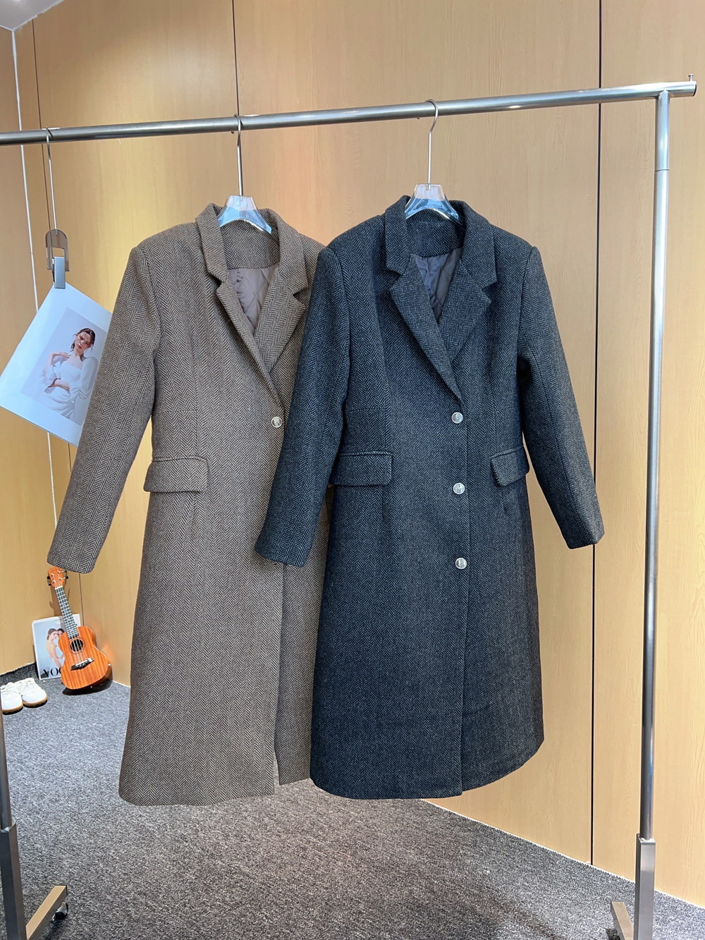 气质长款西装领羊毛外套毛呢大衣2025早春款