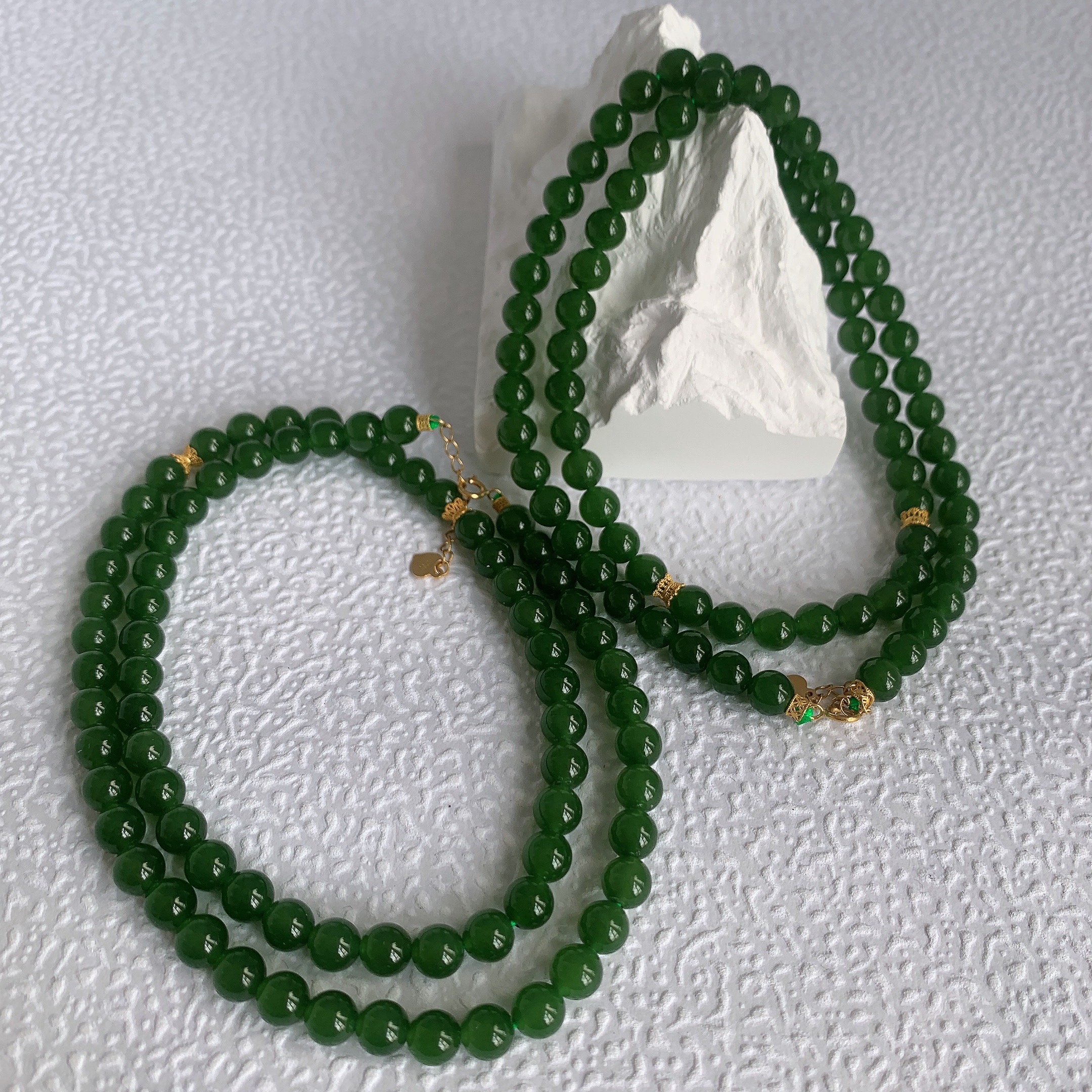 【雅南珠宝】和田玉18k碧玉项链6mm+（多样性发一）JY64-4