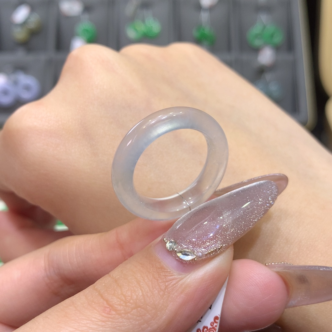 翡翠戒指未镶嵌16-17白月光