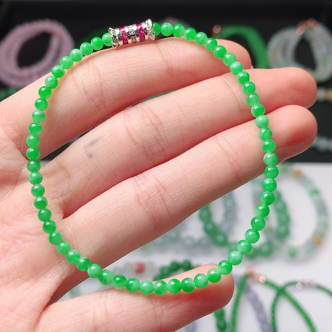 隋***苹翡翠未镶嵌手链翡翠