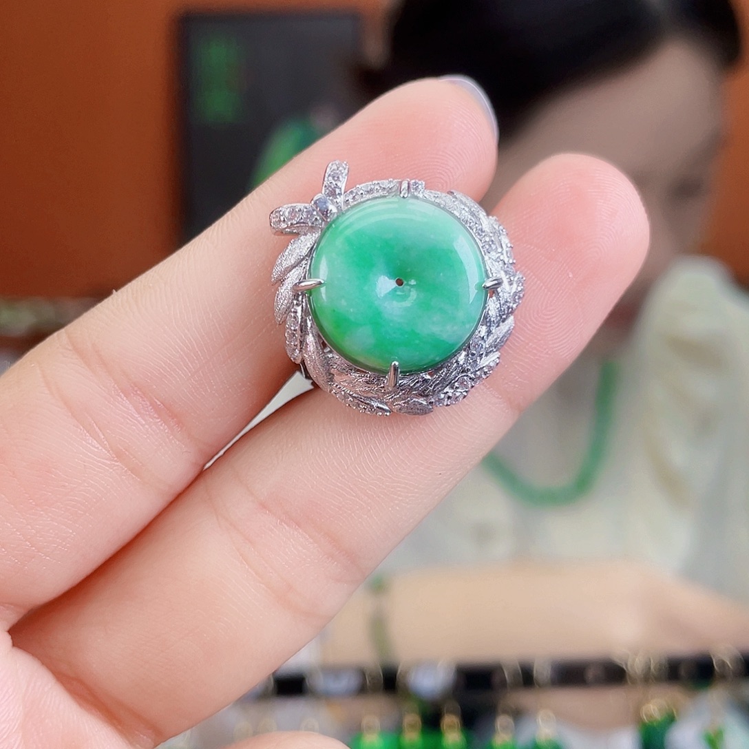 翡翠银S925镶嵌耳饰