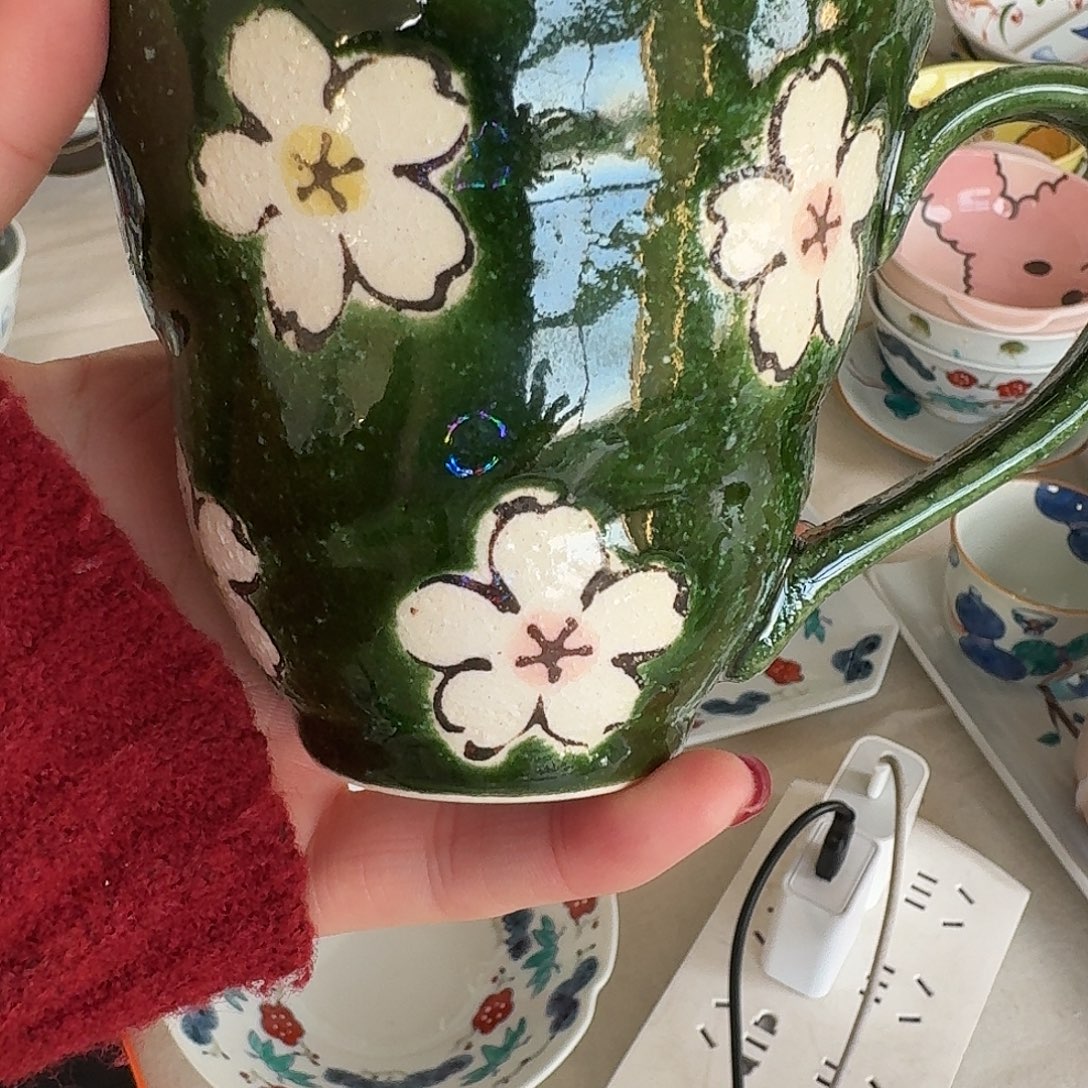 瓷片织布绿釉250毫升马克杯