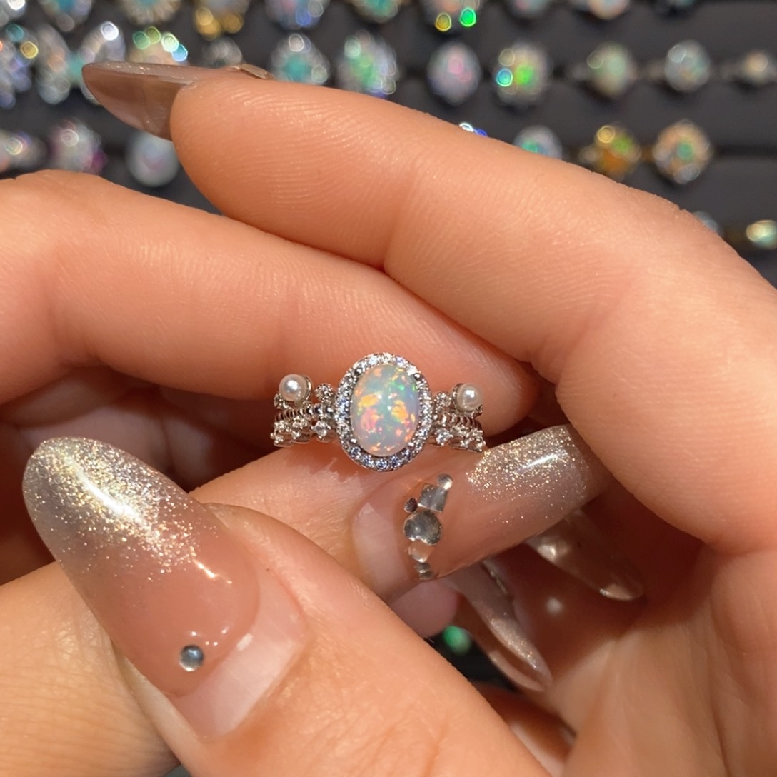 欧泊戒指欧泊银S925镶嵌