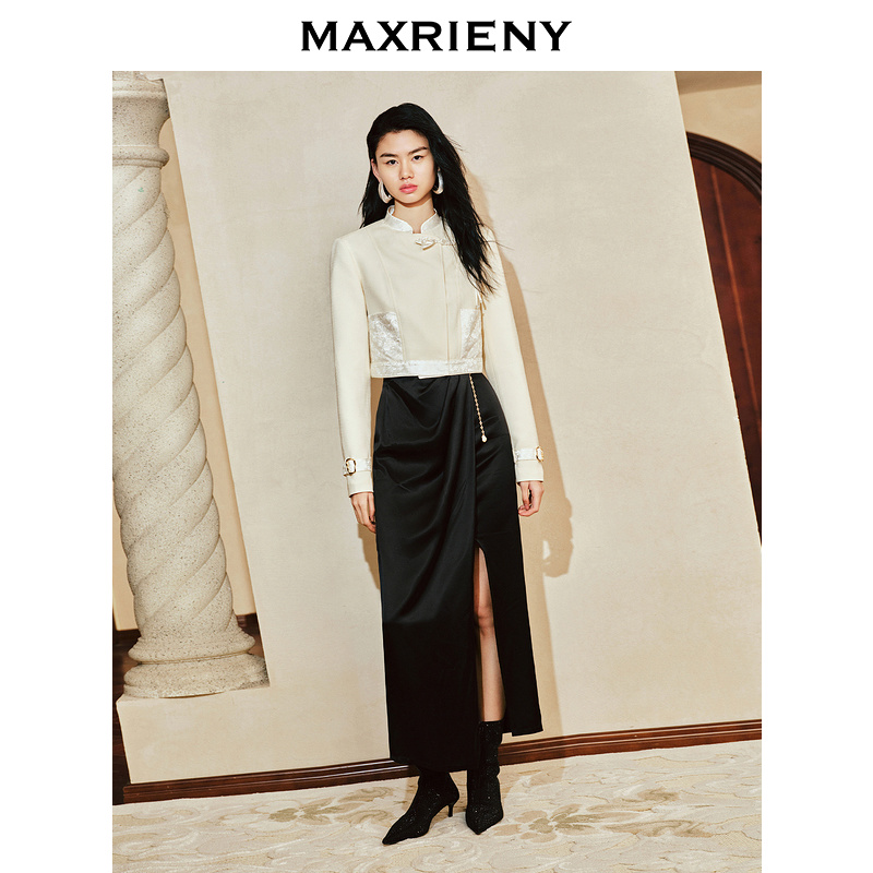 【初依专属】MAXRIENY精致优雅感抽褶半裙20春