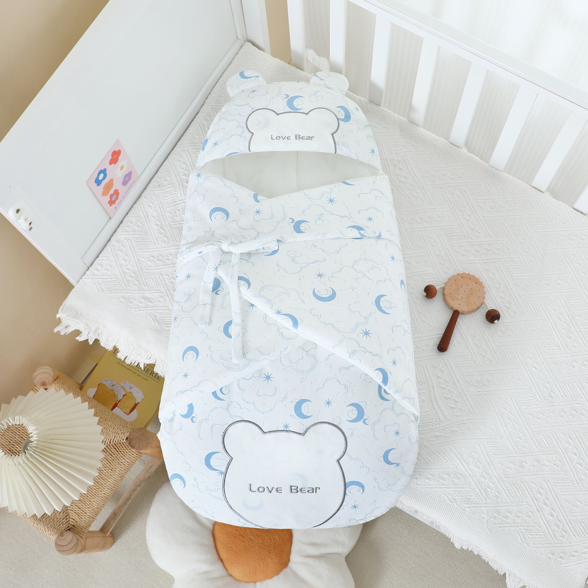 700g新生儿襁褓0-6月宝贝睡袋加厚款送礼品睡袋一底部有拉链