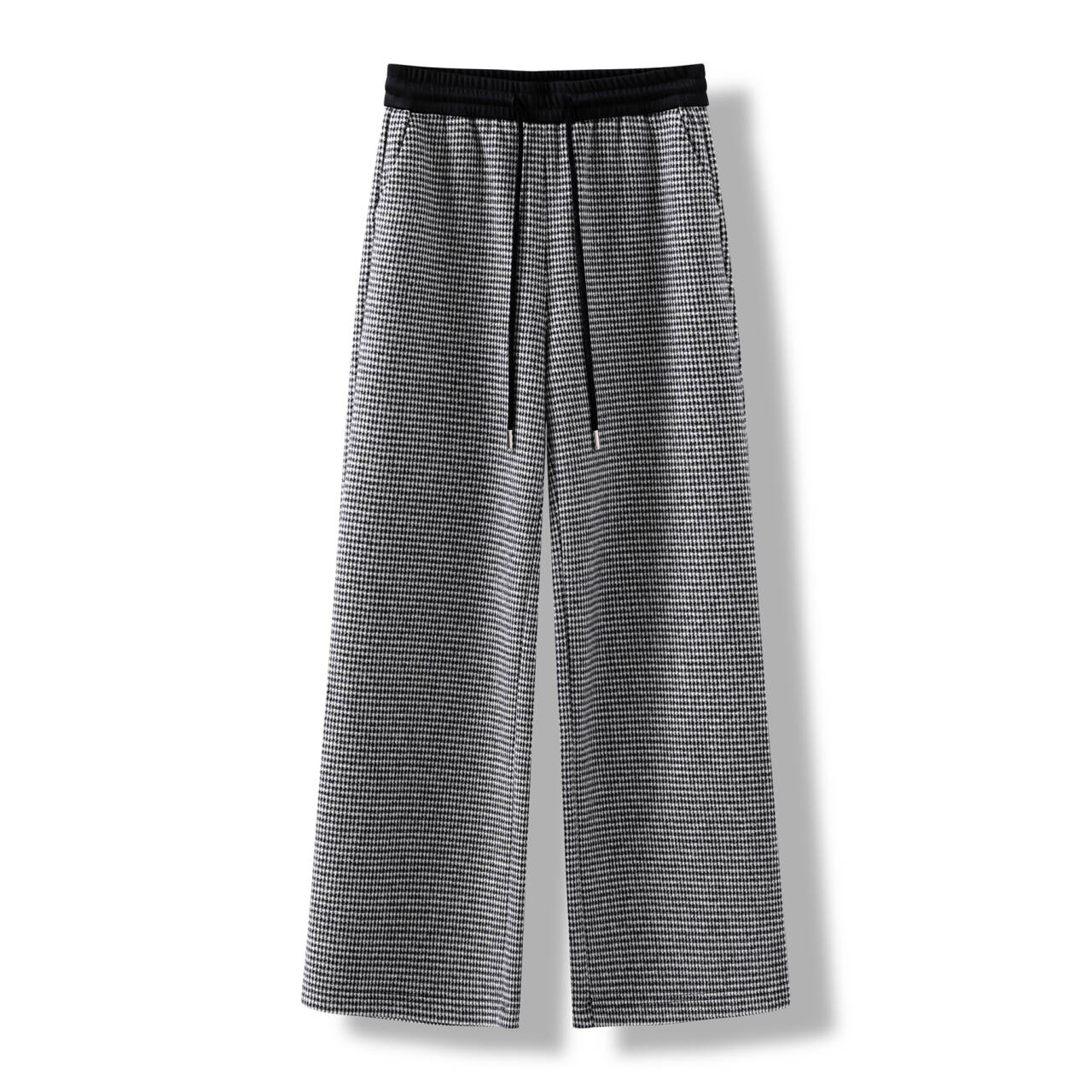 羊毛加厚《复古格子》秋冬弯刀裤黑白休闲裤直筒显瘦抽绳K18