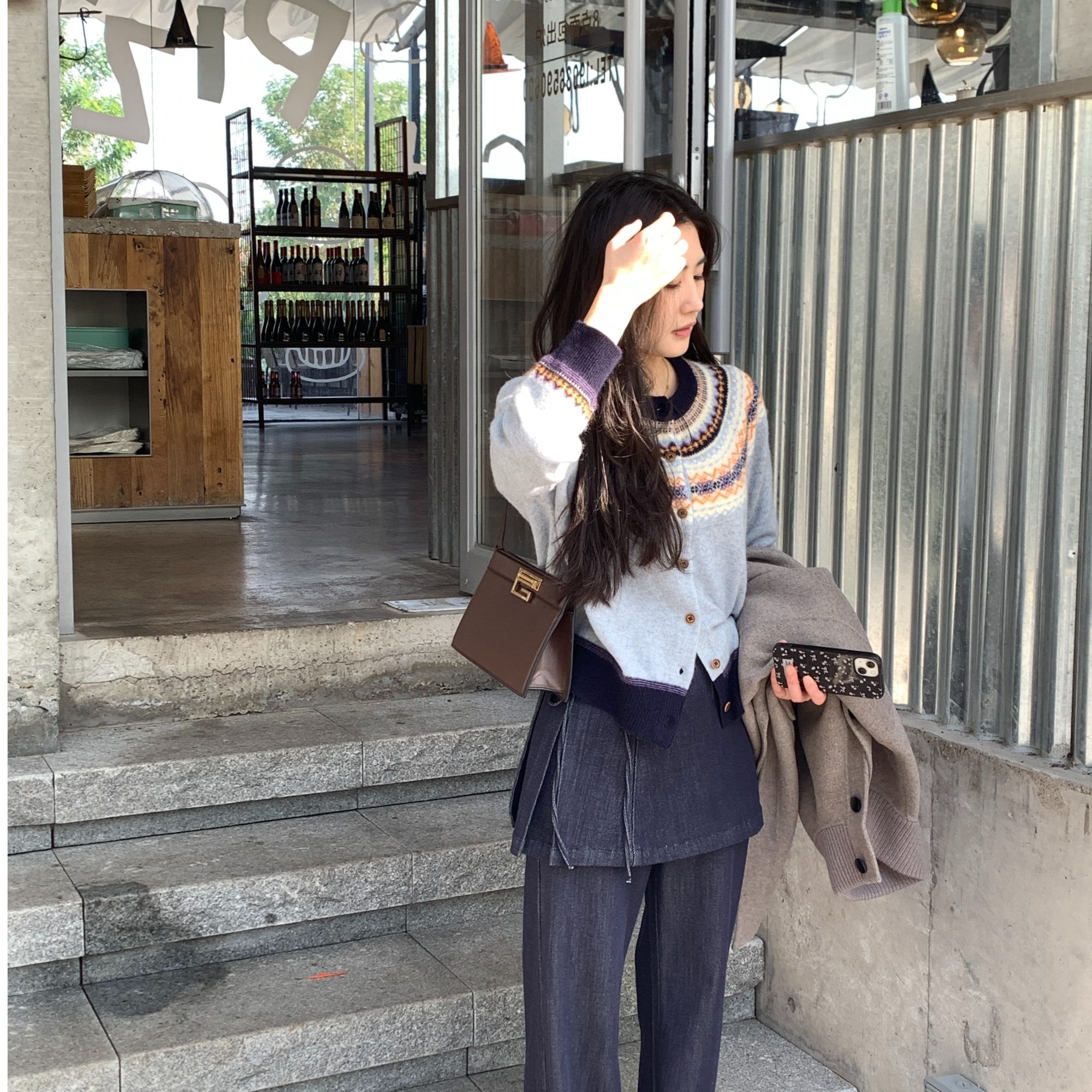 the white｜正品韩代「那白」秋野织梦落叶风针织开衫气质设计感