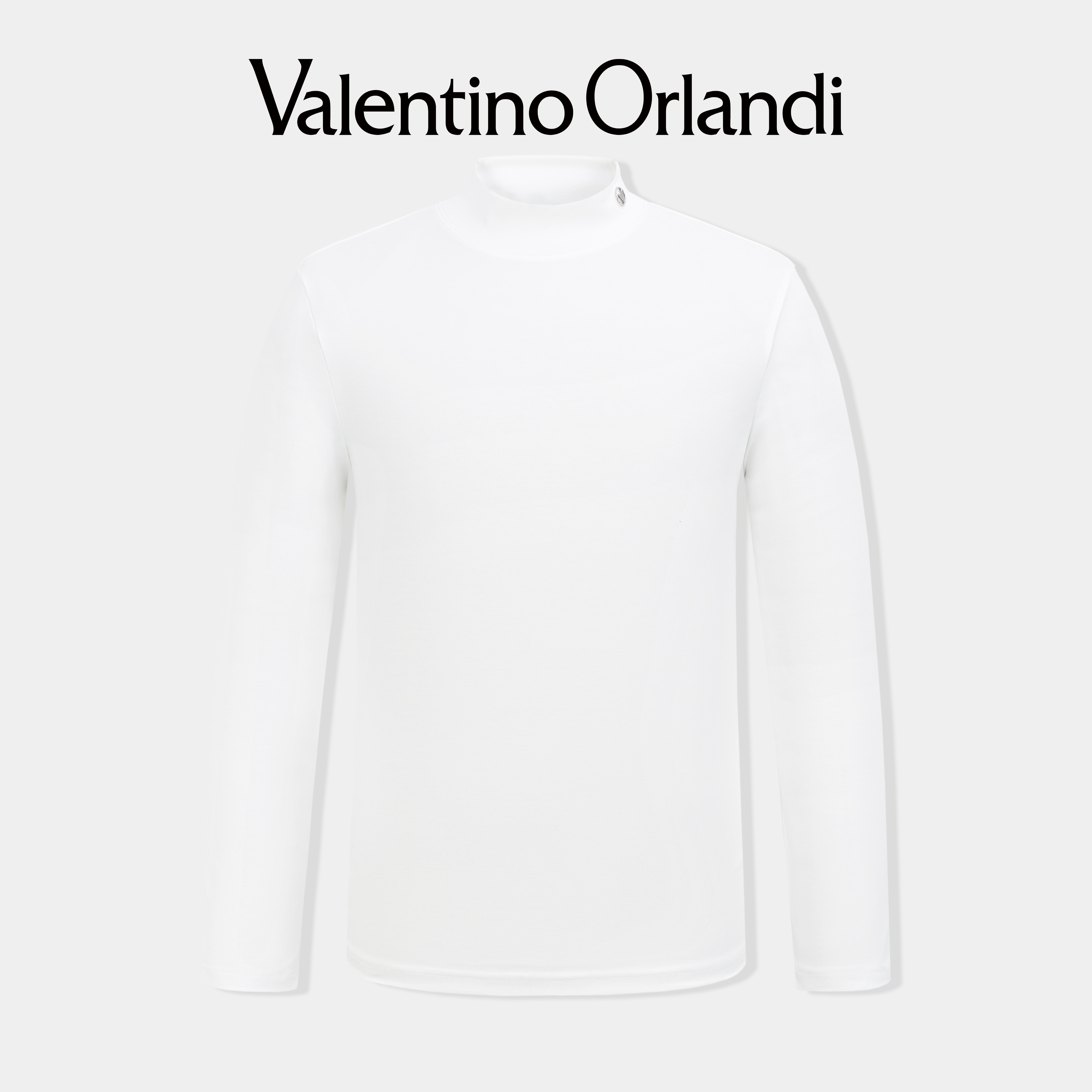 Valentino orlandi男士秋冬半高领金属V标纯色长袖T恤打底衫