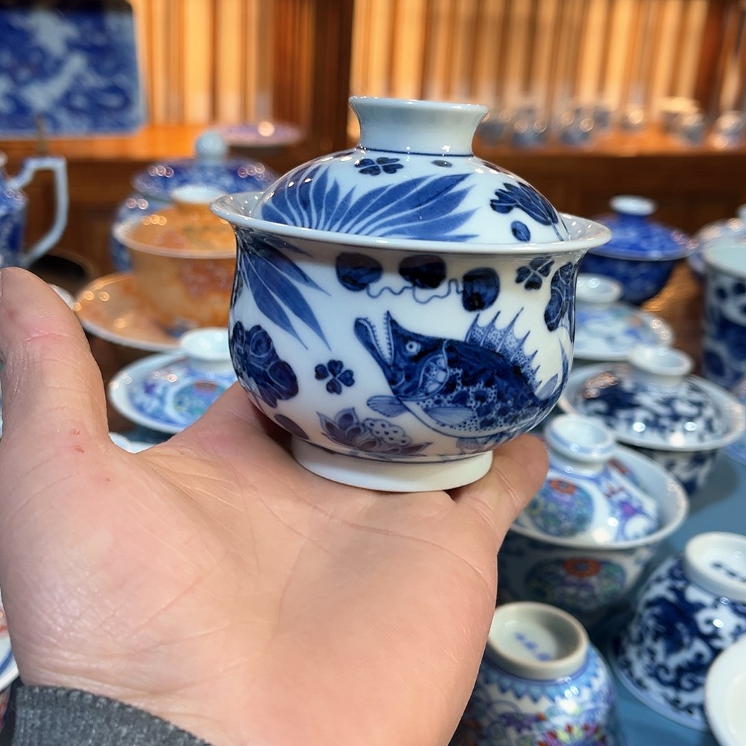 錡镇堂手工手绘盖碗