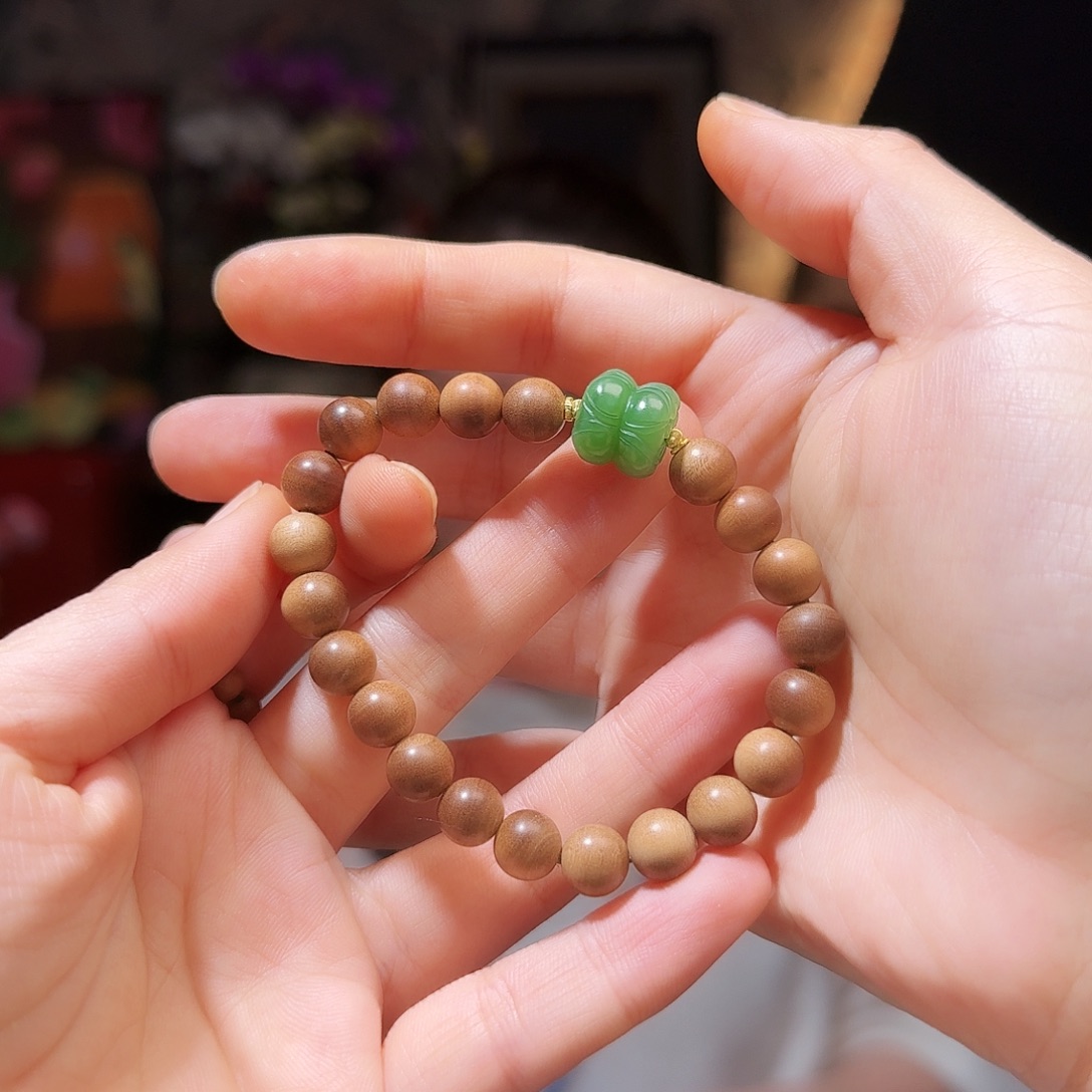 和田玉18K金镶嵌手链