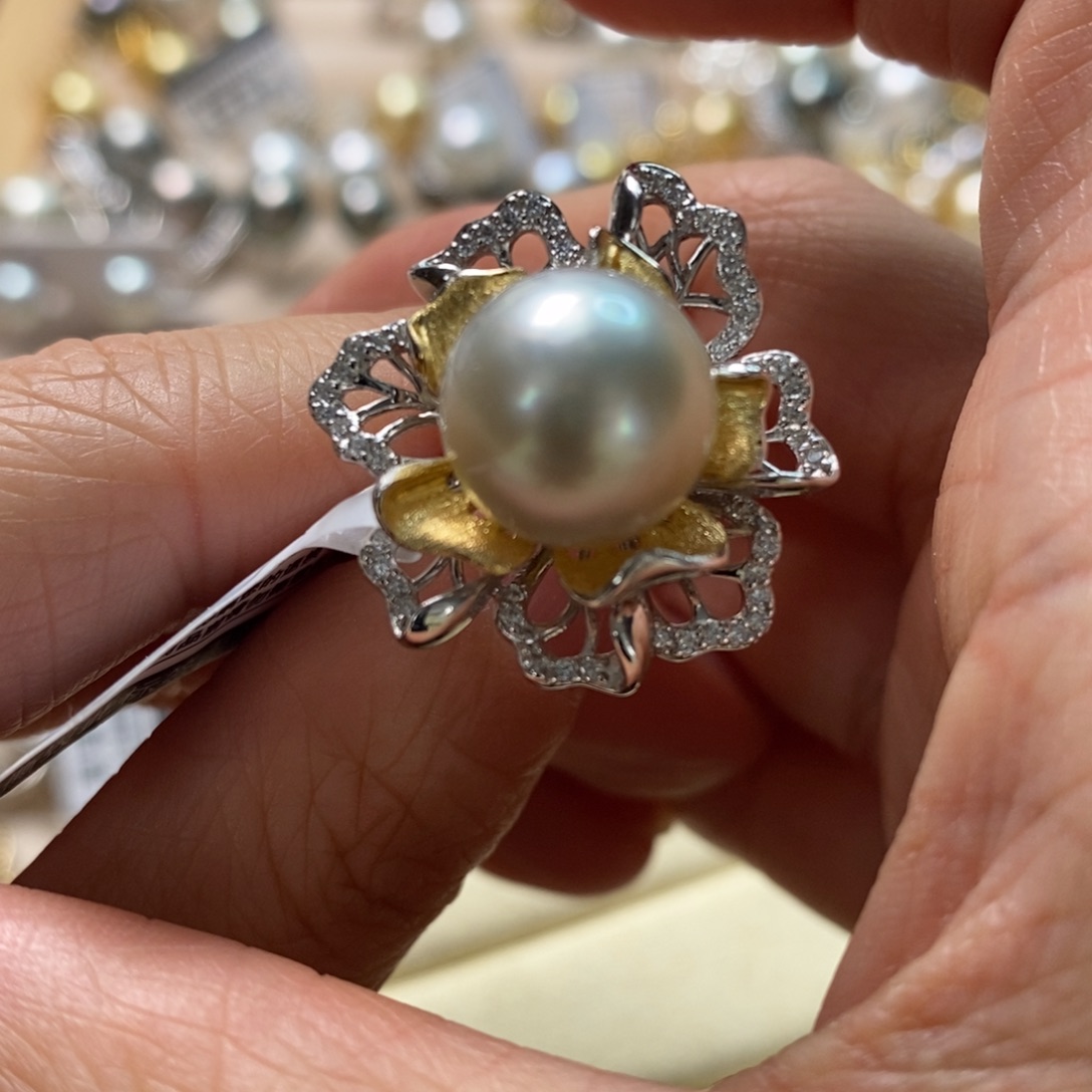 海水珍珠戒指银S925镶嵌