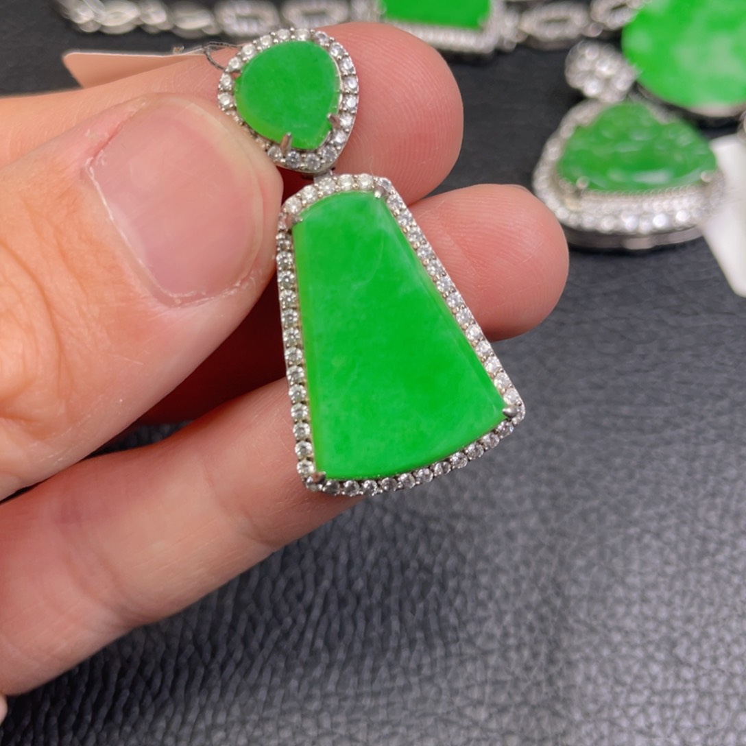 翡翠吊坠(不含链)银S925镶嵌