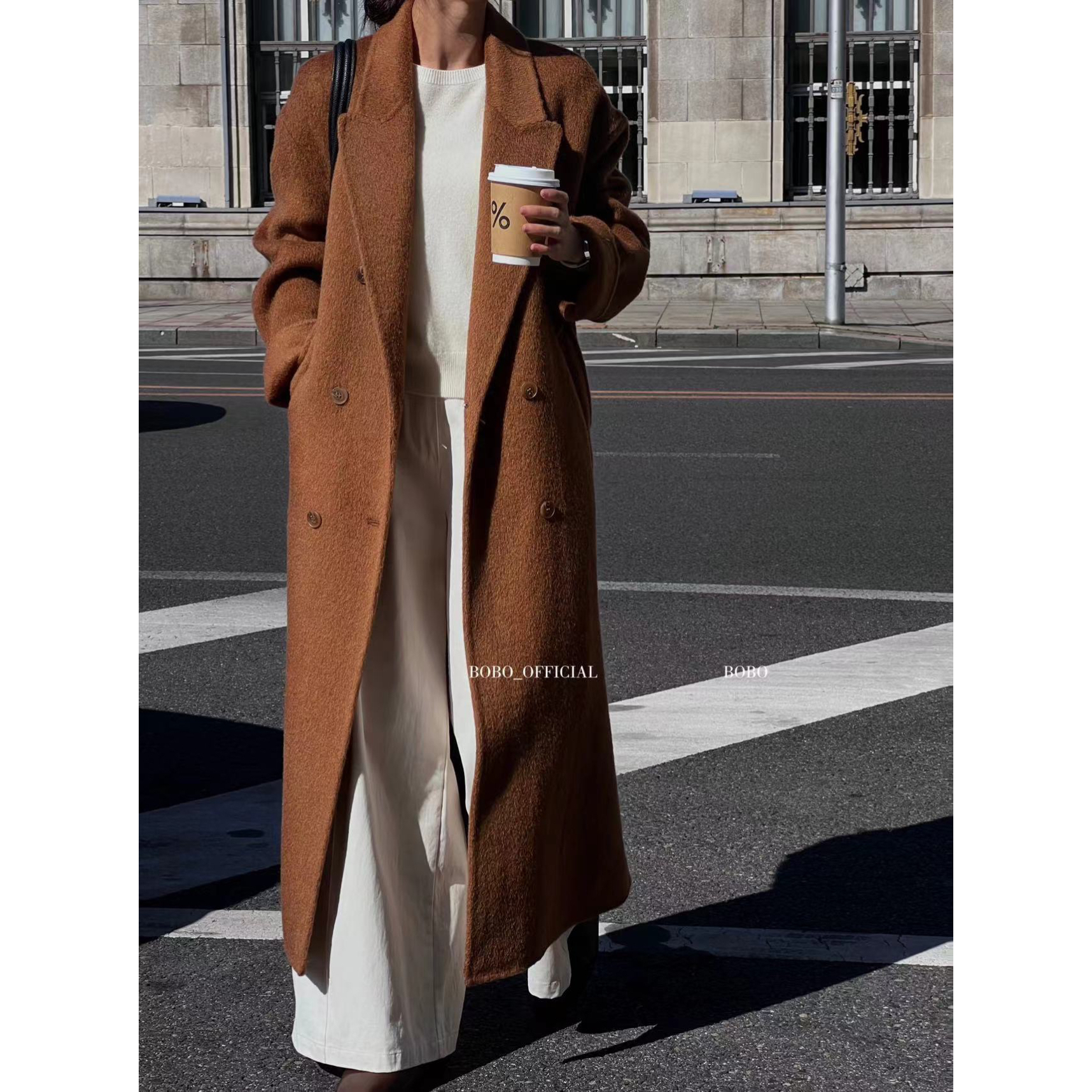 （福）-【枫叶晚风】经典西装领高智双面大衣外套（2BO8009#）爱唯依