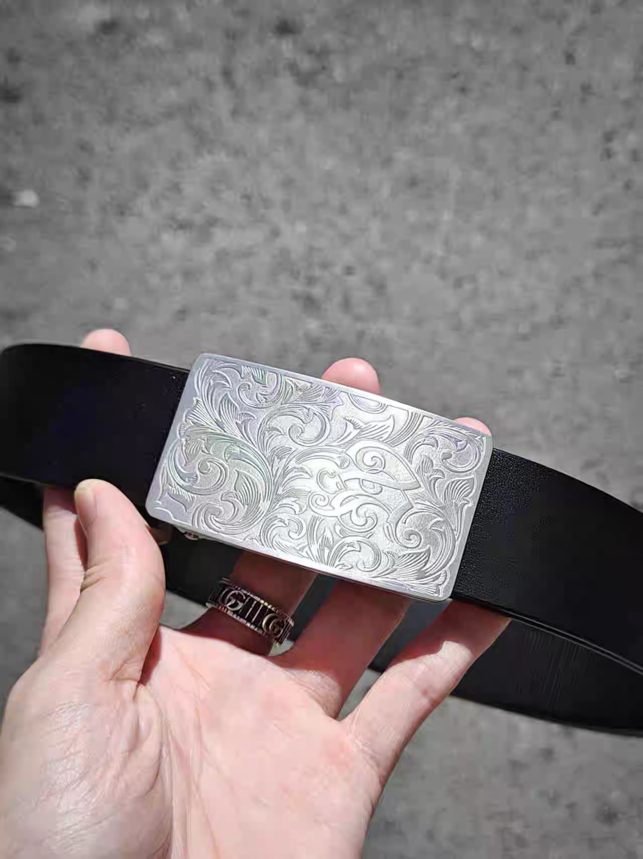 【纯钛】防过敏自动扣内穿 真牛皮皮带真皮腰带头层牛皮男士裤腰带