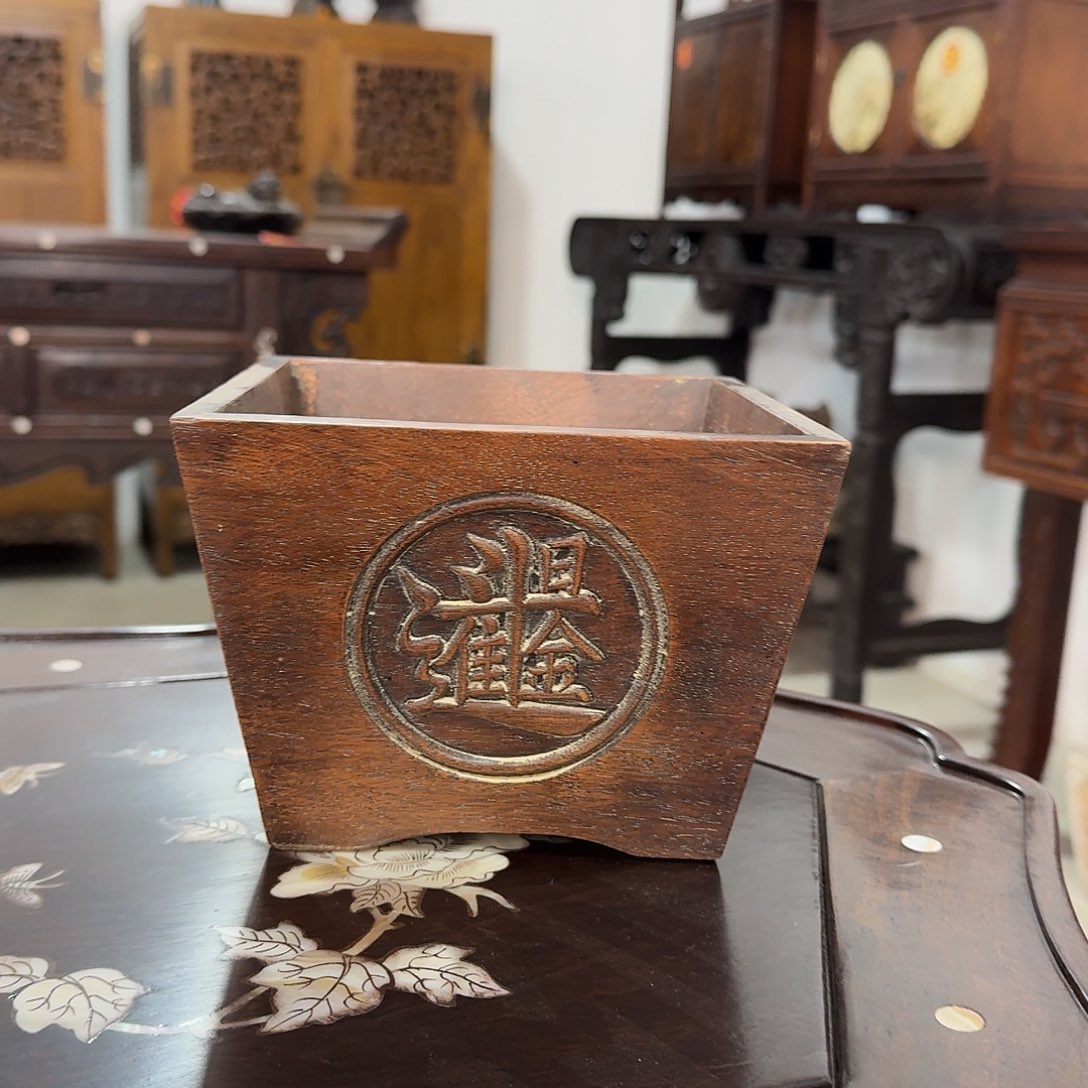 好***力木复古装饰摆件小米斗16/16/12厘米