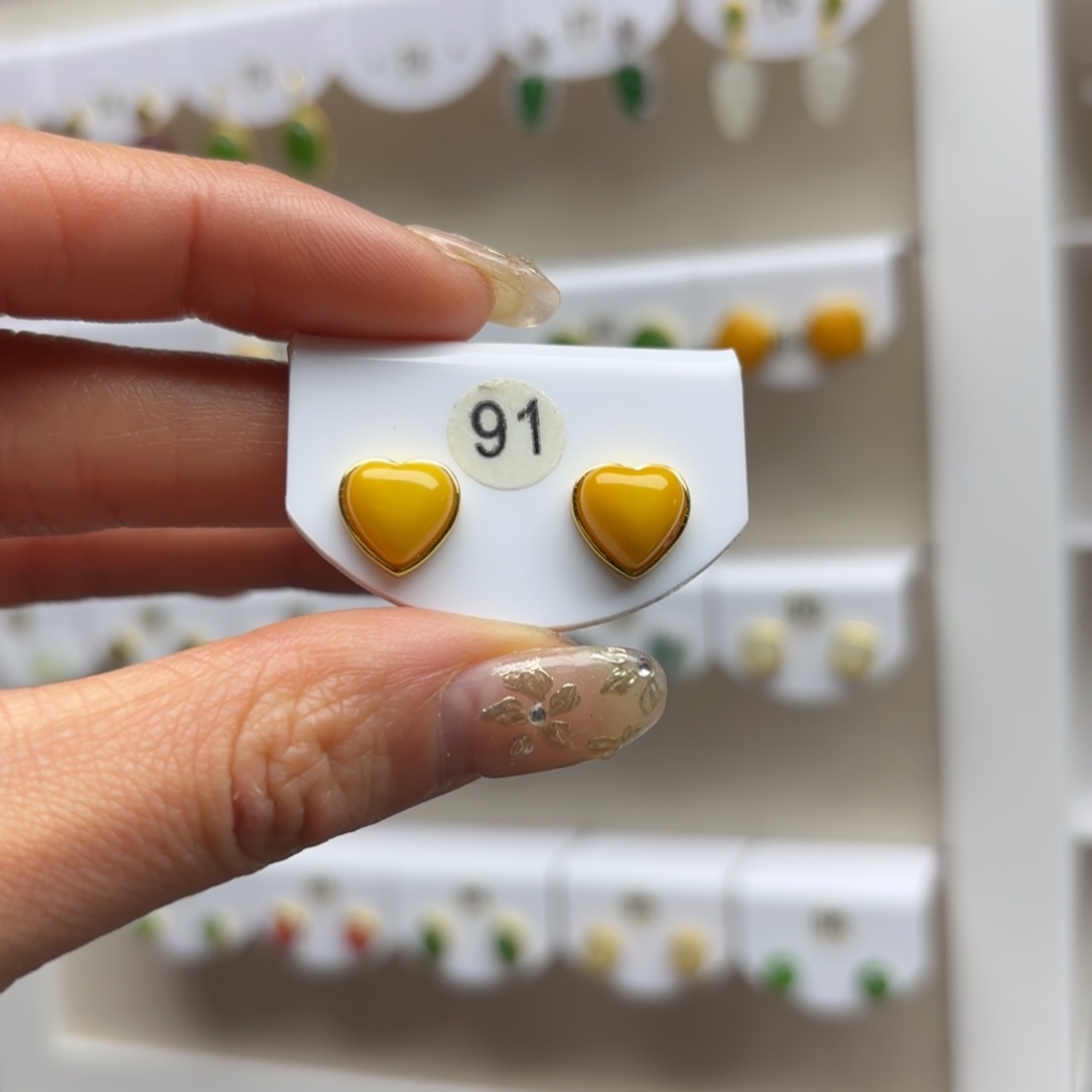 银S925镶嵌蜜蜡耳饰蜜蜡