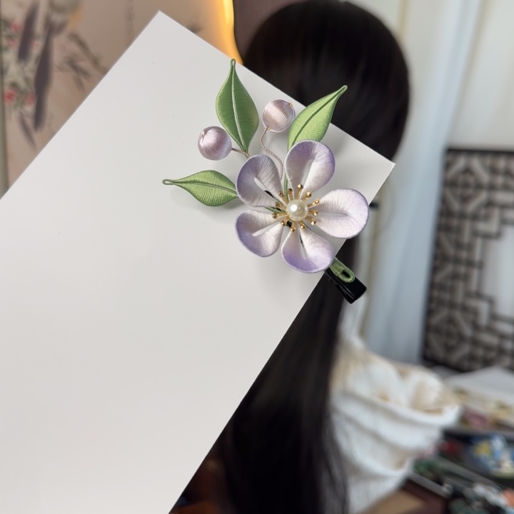 绒花非遗缠花花发夹