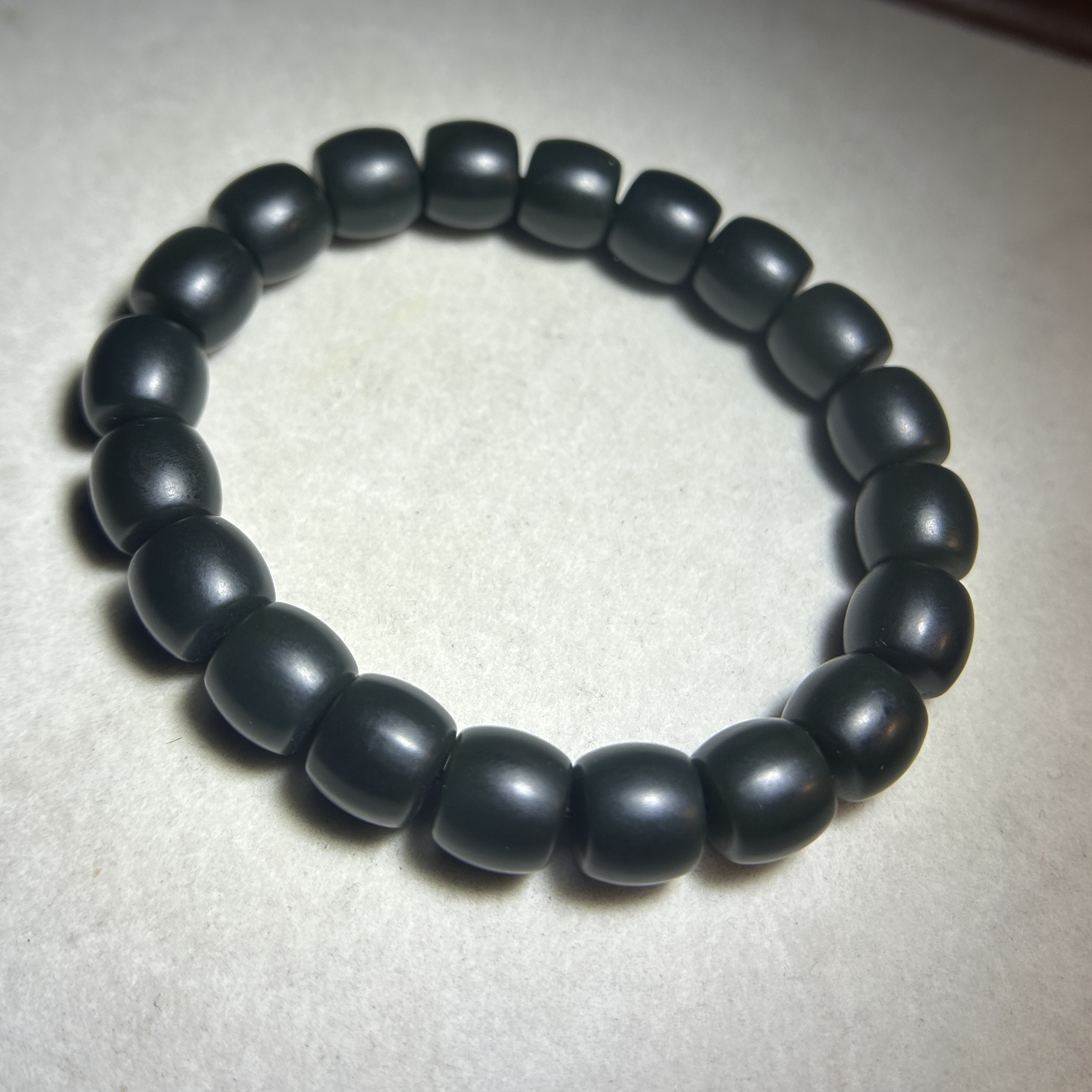 新疆和田玉直切手串和田玉塔青直切10mm柔光和田玉塔青手链哑光