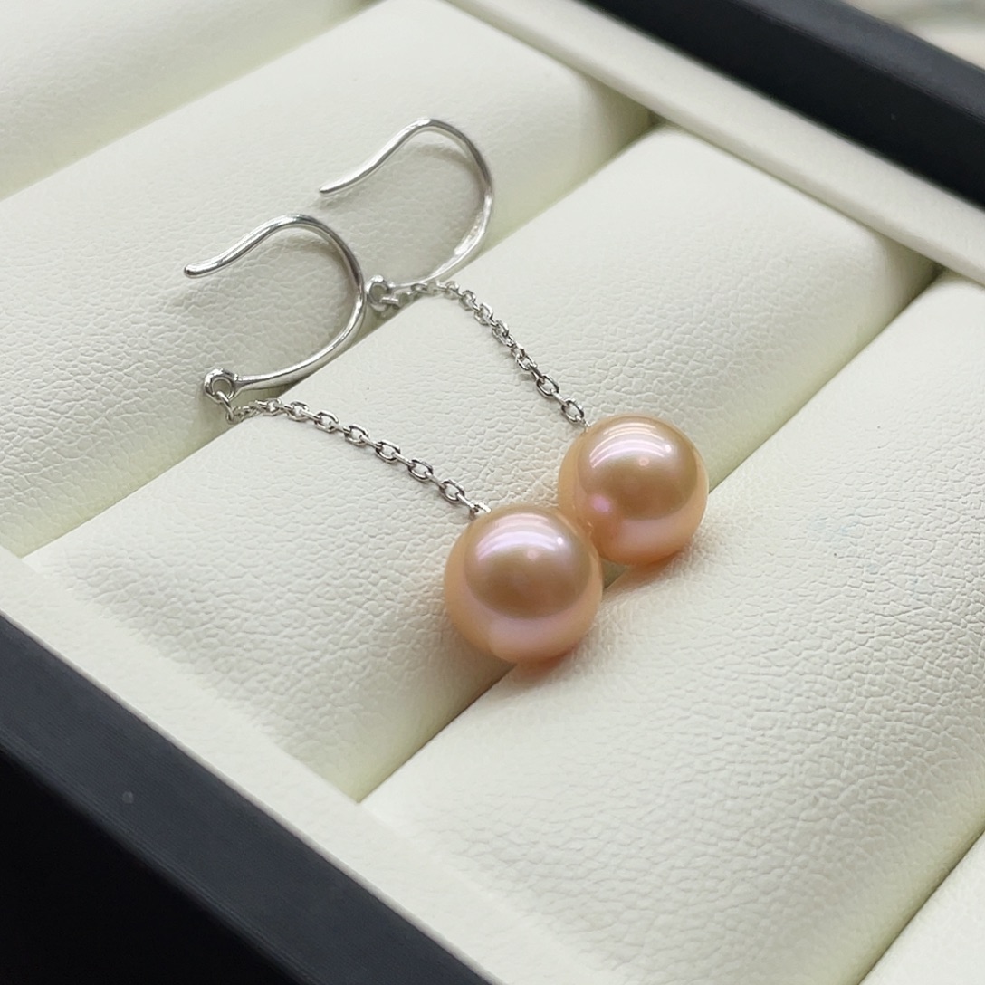 银S925镶嵌淡水珍珠耳饰