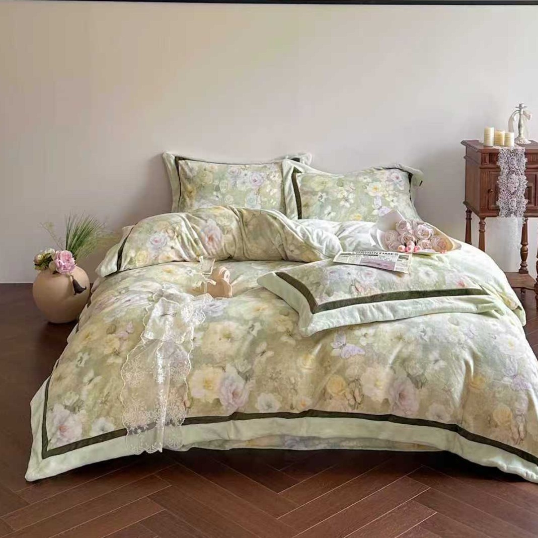 [绮梦芳华]-设计师产品 慕斯绒奢绒秋冬保暖高克重牛奶绒四件套