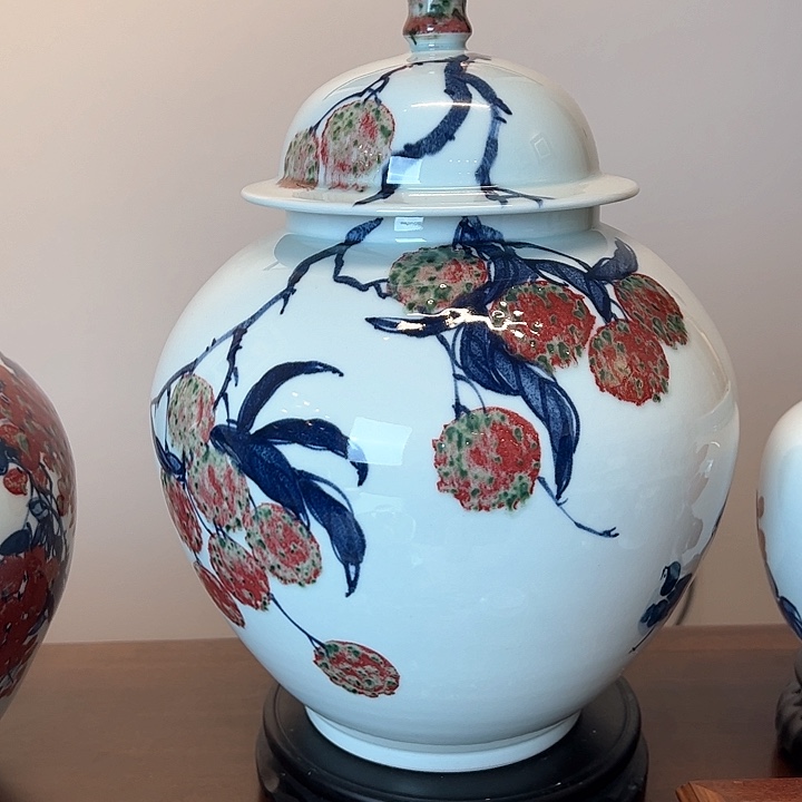 四*天青花釉里红色差放漏100件罐子