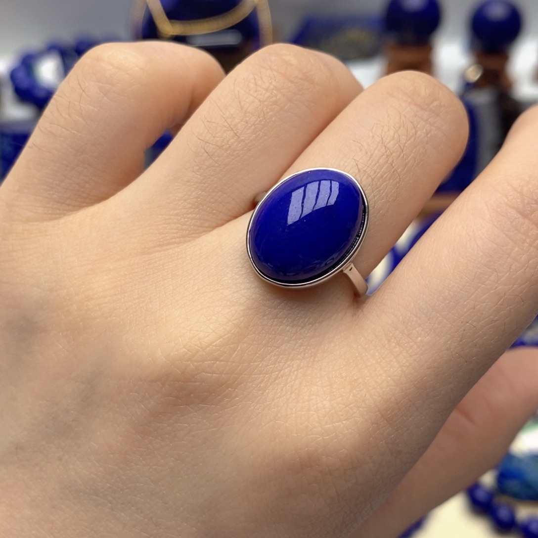 青金石银S925镶嵌戒指