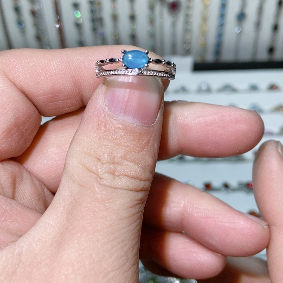 绿水晶戒指银S925镶嵌