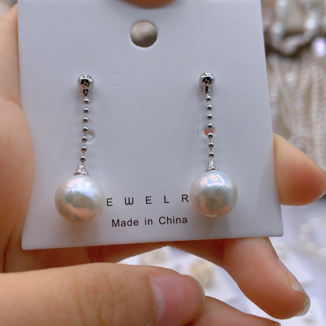 淡水珍珠耳饰银S925镶嵌