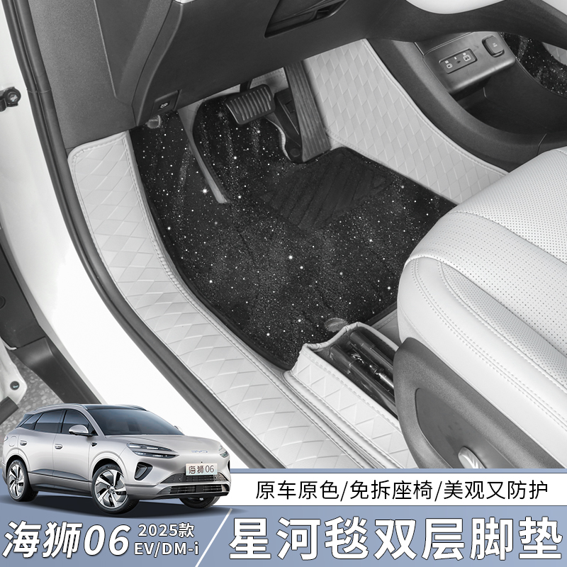 比亚迪海狮06EV全包围脚垫专用dmi星河毯汽车皮革尾箱垫改装