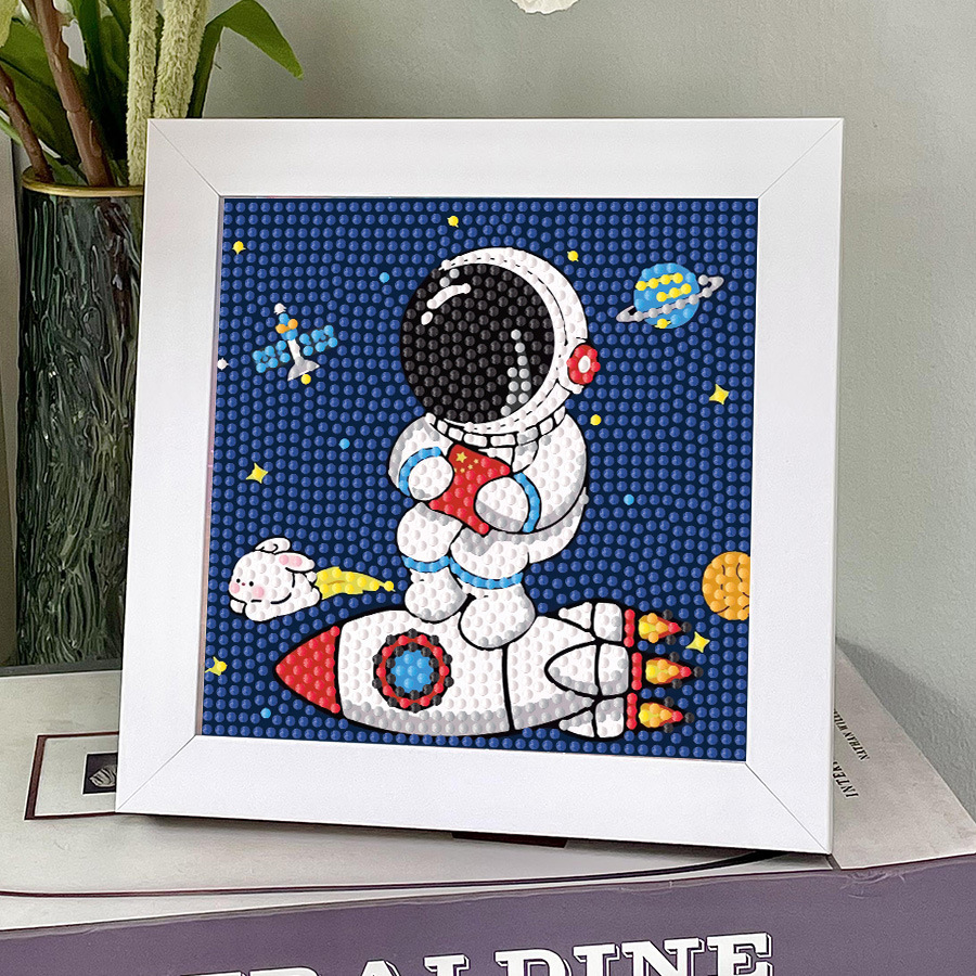 带框钻石画满钻宇航员2025新款儿童手工太空人钻石贴画摆件装饰品