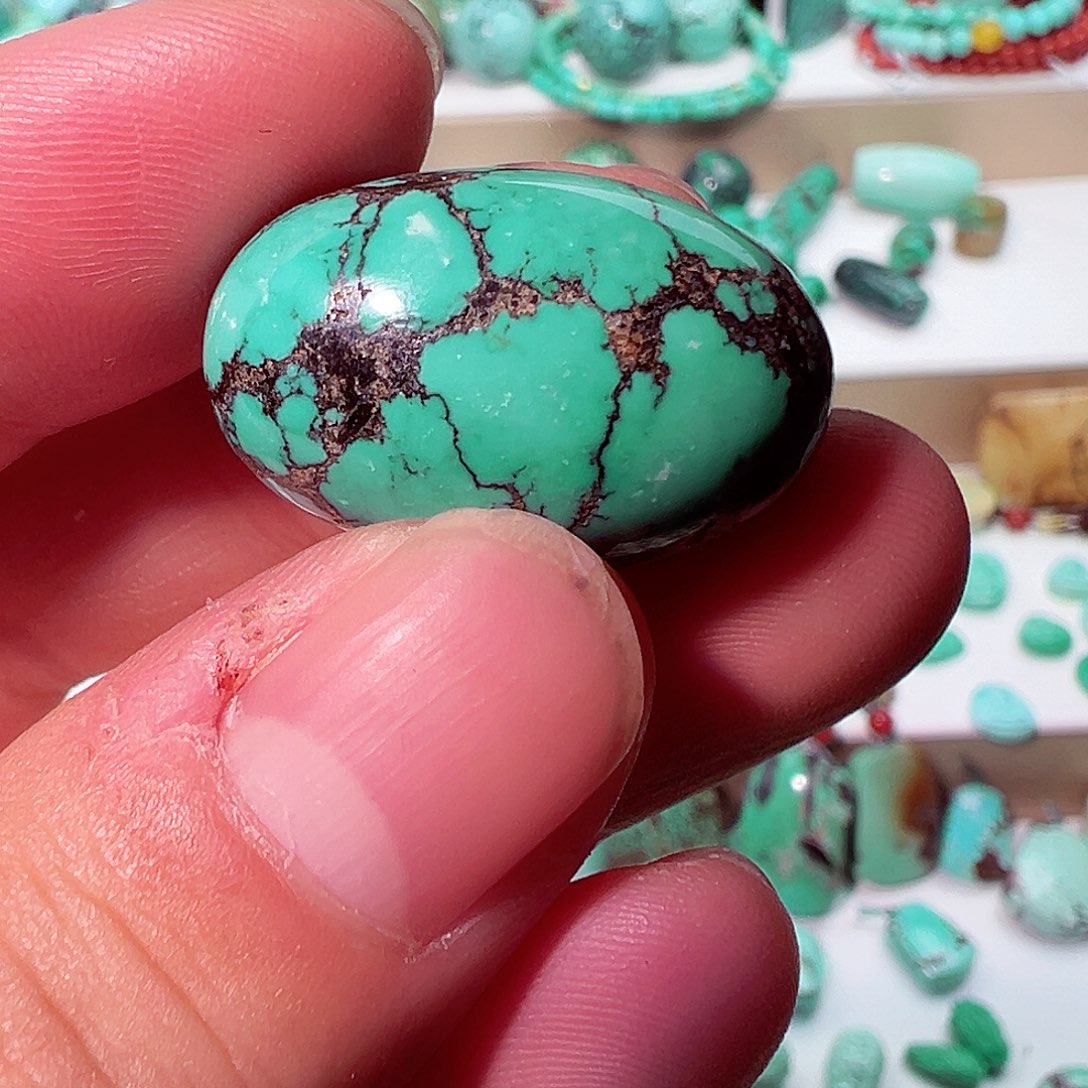 绿松石卡16.4枣珠秦古料未镶嵌