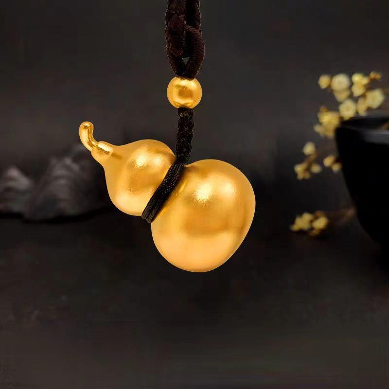 铜合金吊坠 福禄葫芦吊坠黄金色中式复古时尚精致黄铜镀金葫芦挂