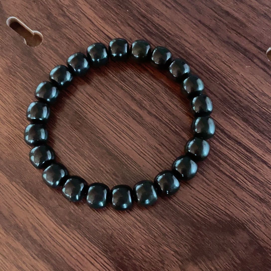 和田玉手串未镶嵌塔青卡9.10老型