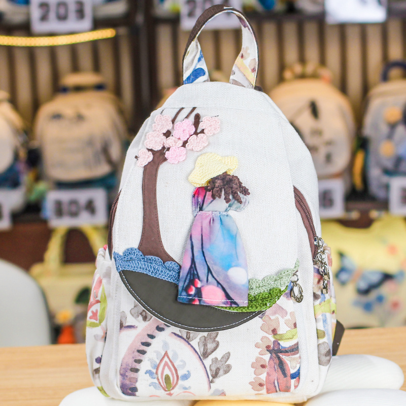 手工双肩包女士儿童休闲背复古民族风国风潮学生书包旅游包文艺风