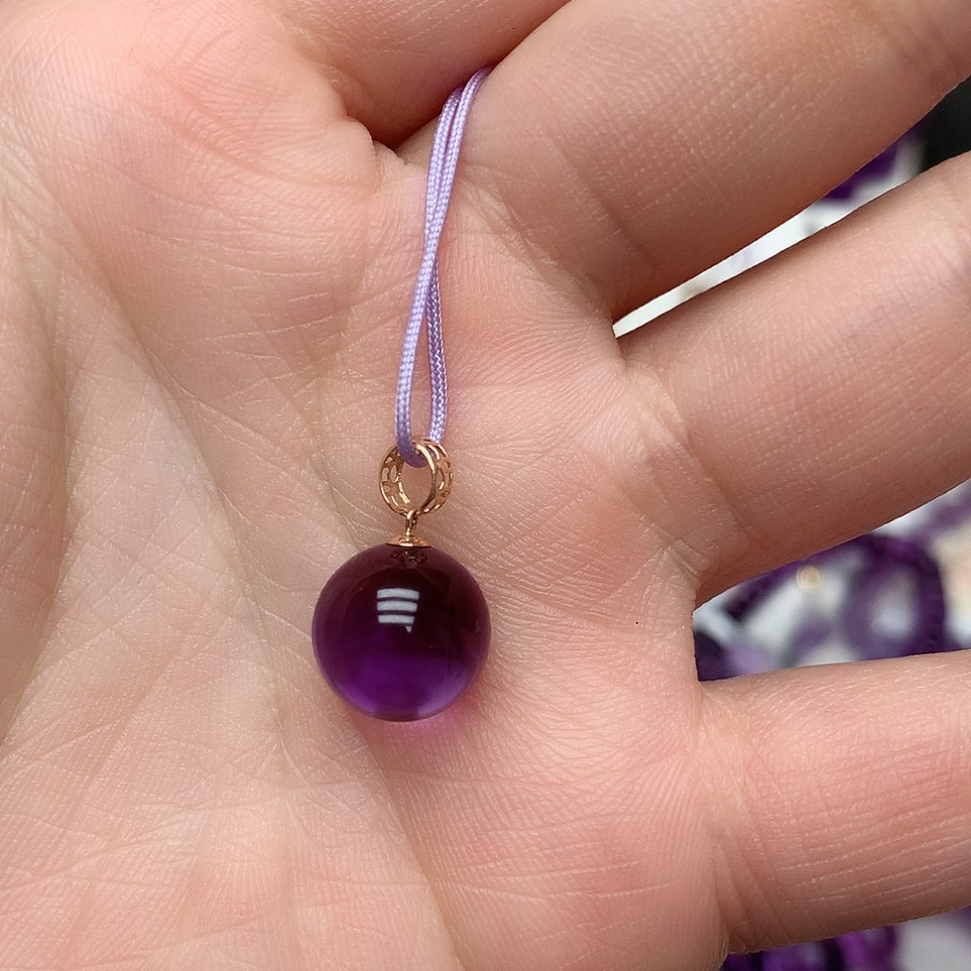 紫晶吊坠(赠链)18K金镶嵌