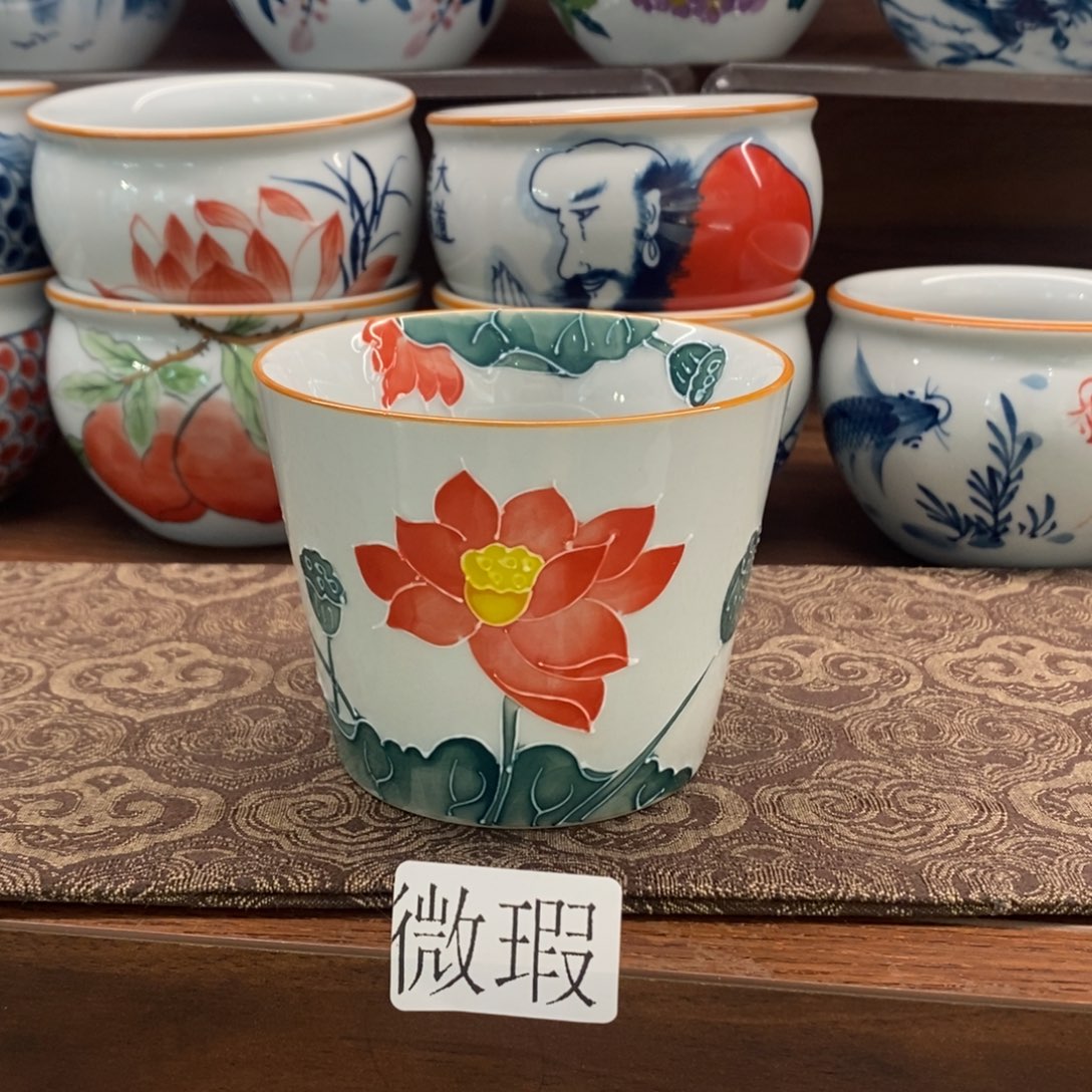 釉下彩老陶泥手工绘制